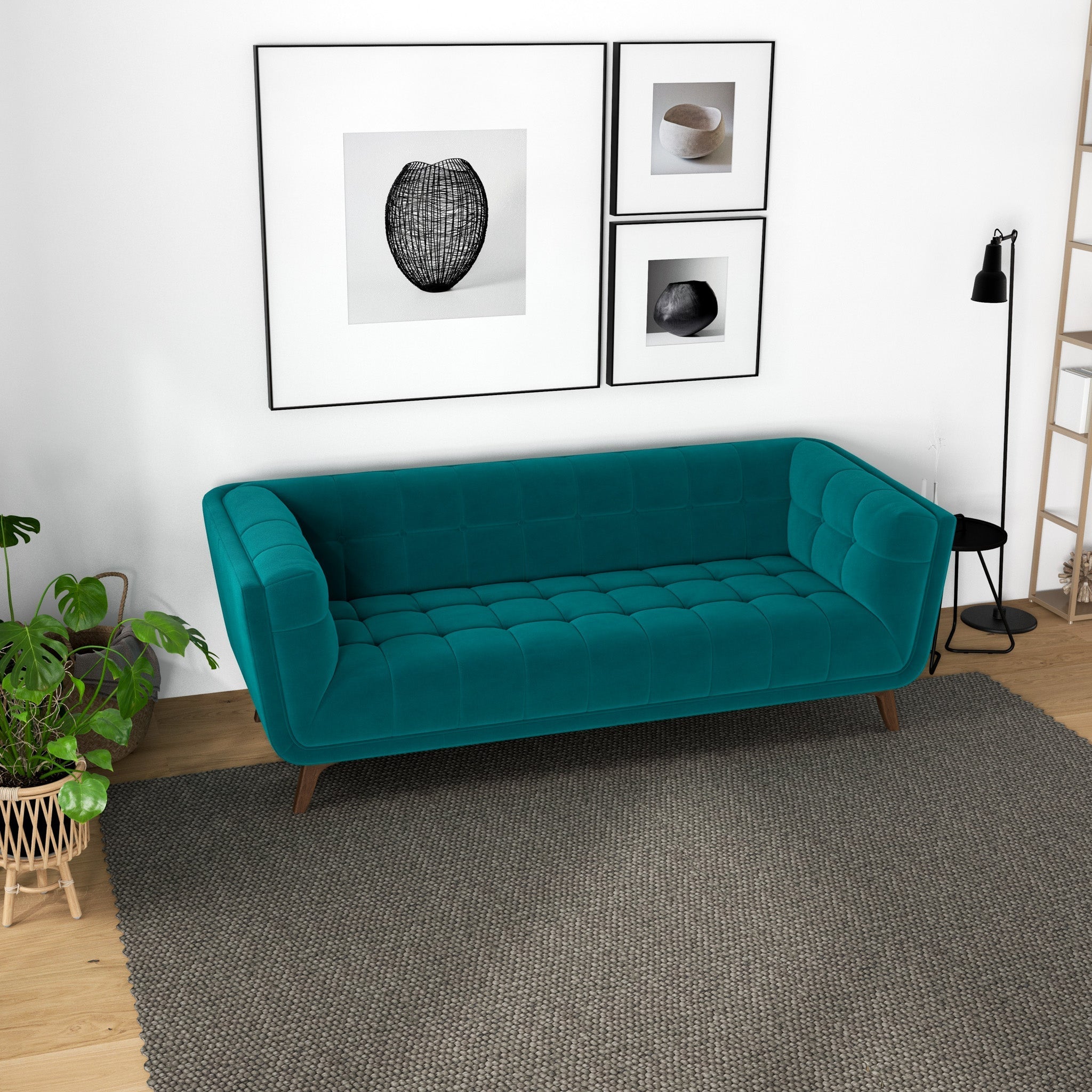 Kano Large Teal Velvet Sofa