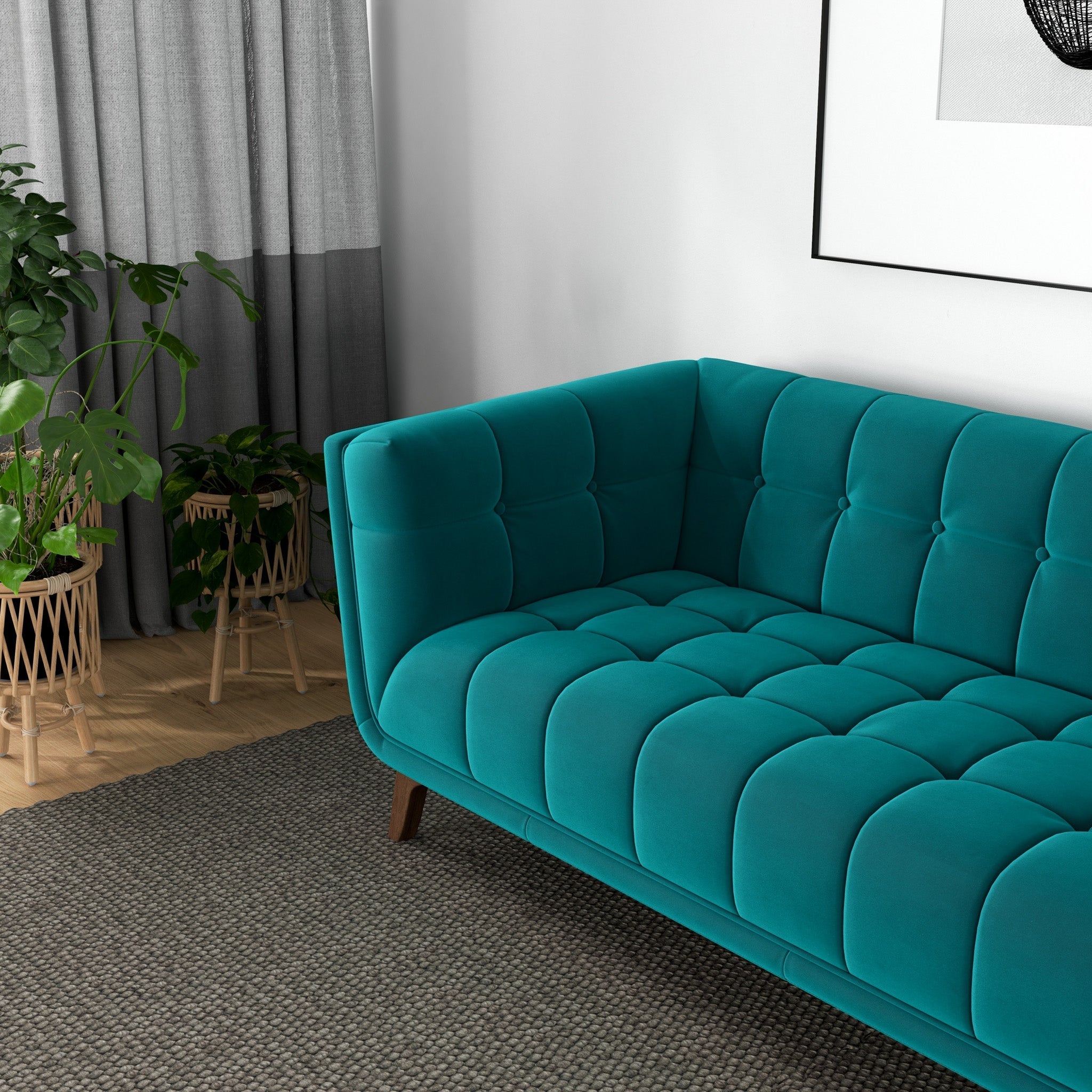 Kano Large Teal Velvet Sofa