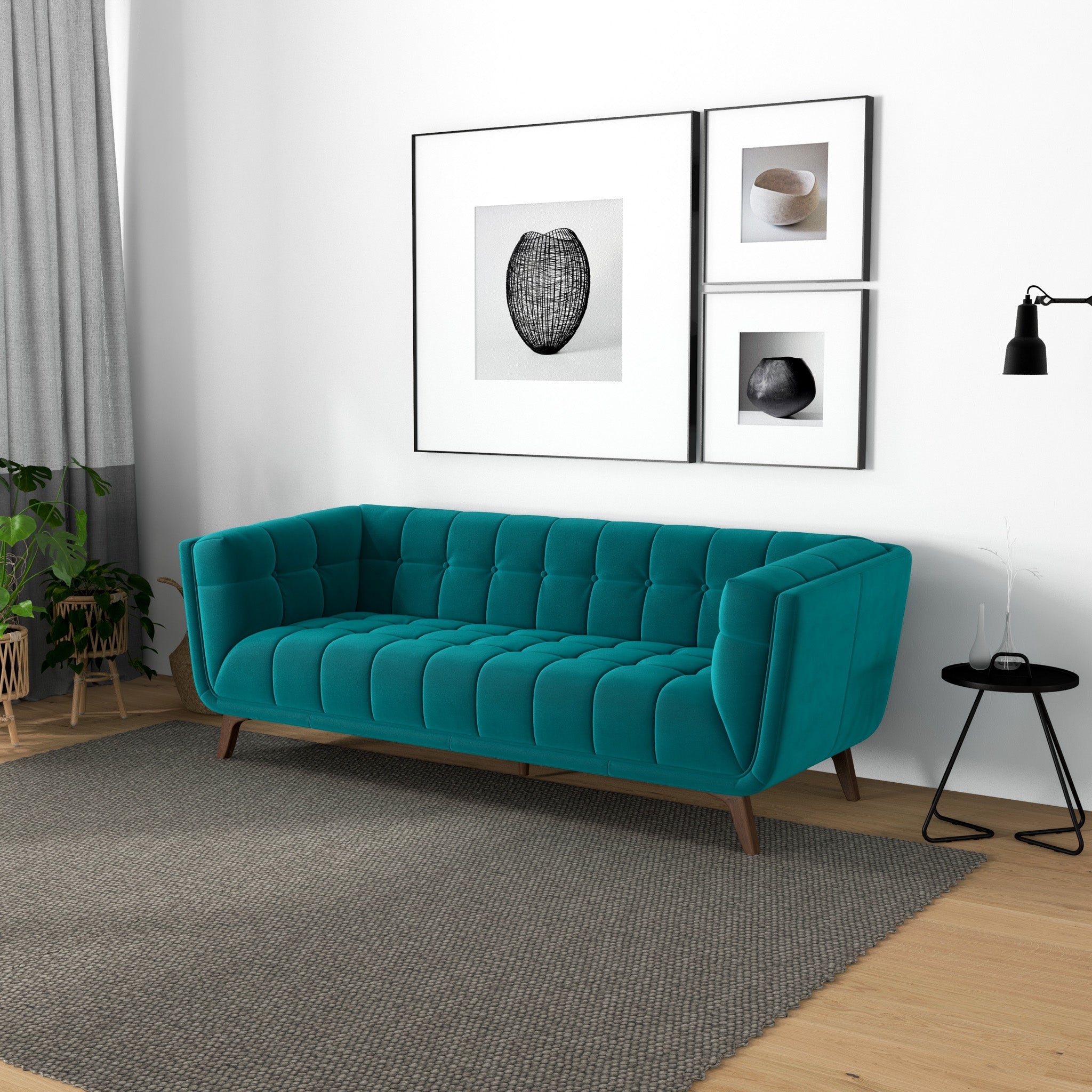 Kano Large Teal Velvet Sofa