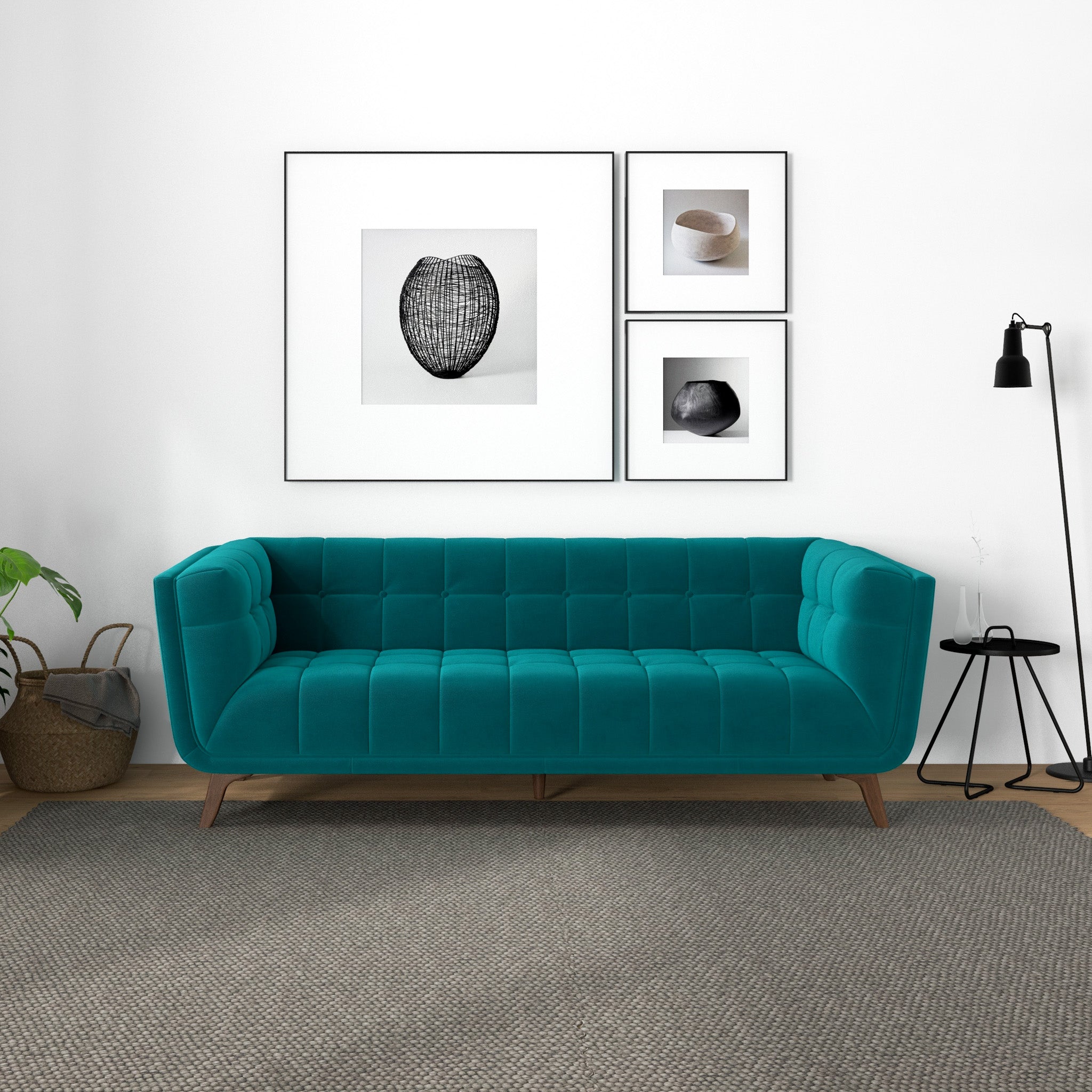 Kano Large Teal Velvet Sofa