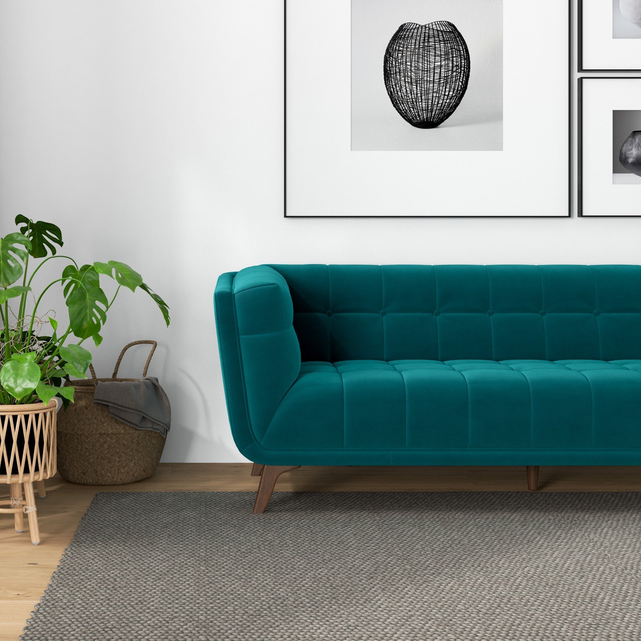 Kano Large Teal Velvet Sofa