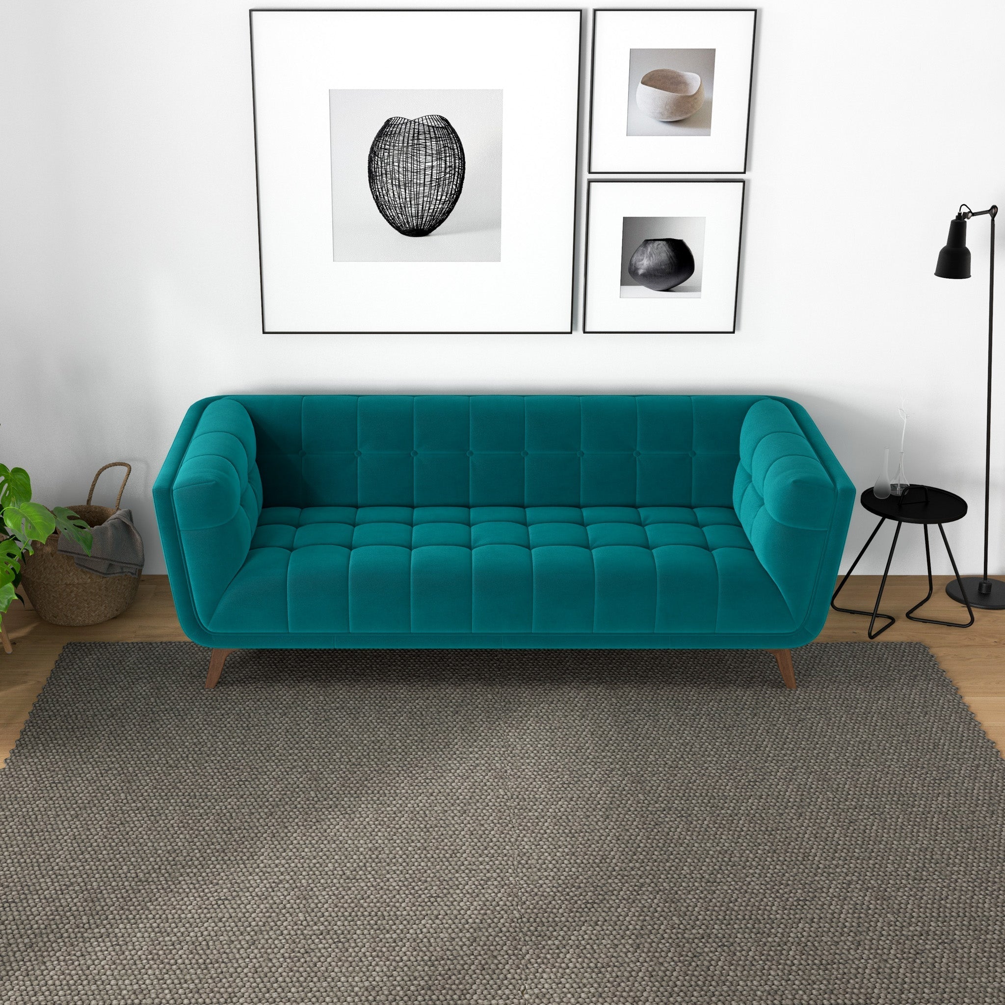 Kano Large Teal Velvet Sofa