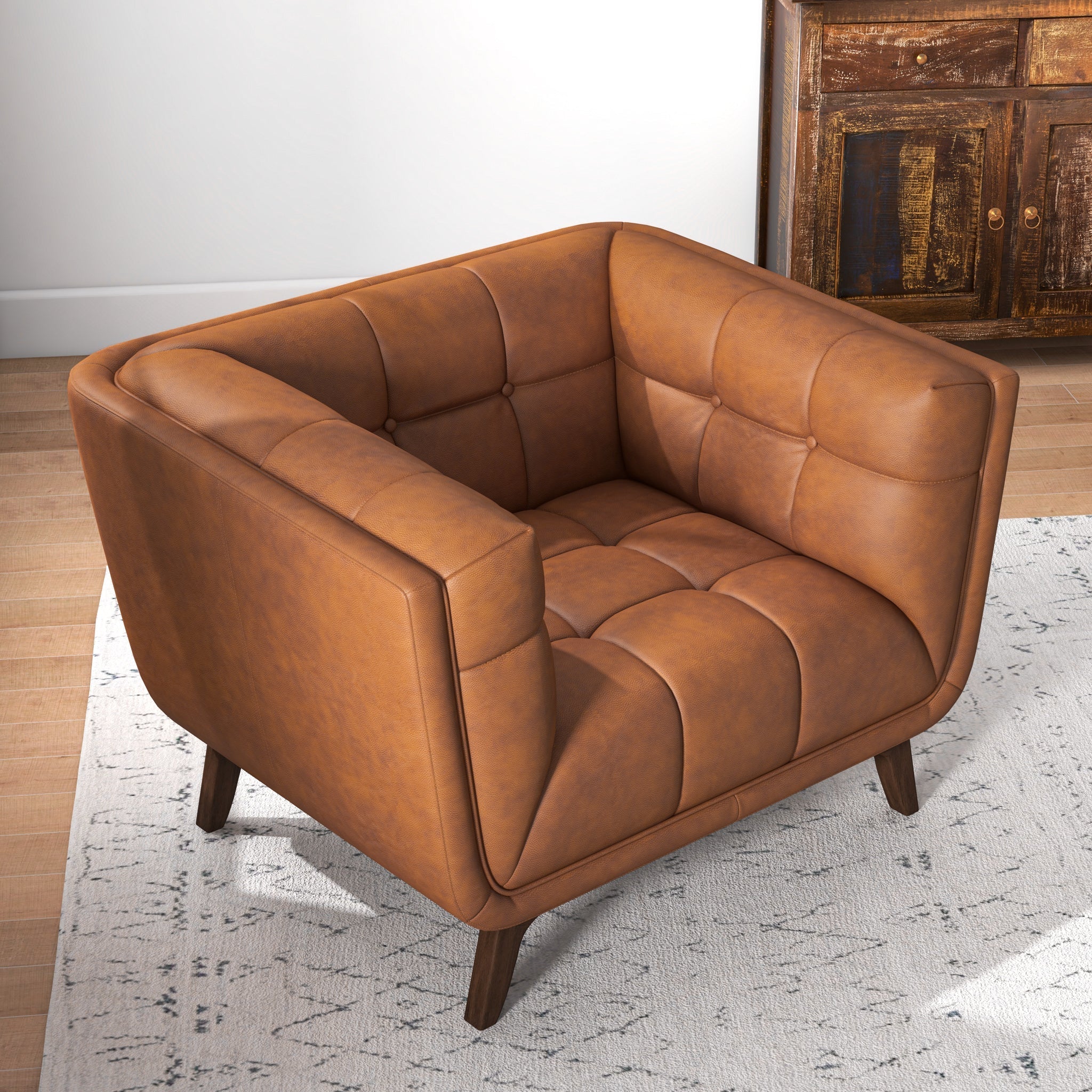 Kano Cognac Lounge Chair Genuine Leather