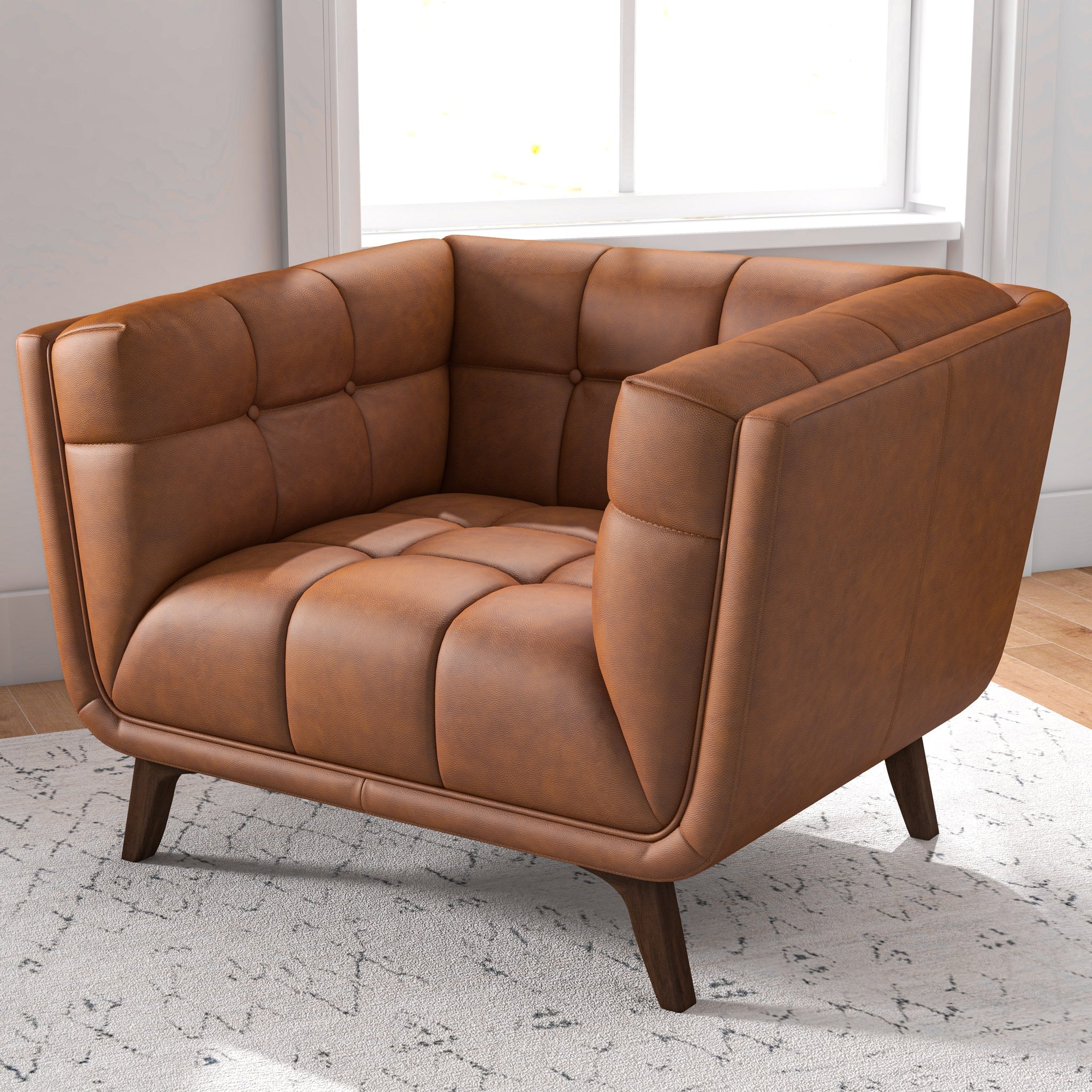 Kano Cognac Lounge Chair Genuine Leather