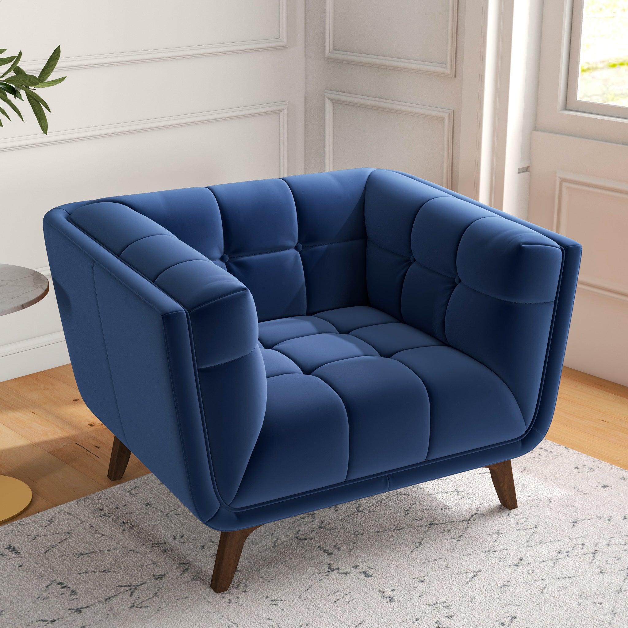 Kano Lounge Chair Navy Blue Velvet