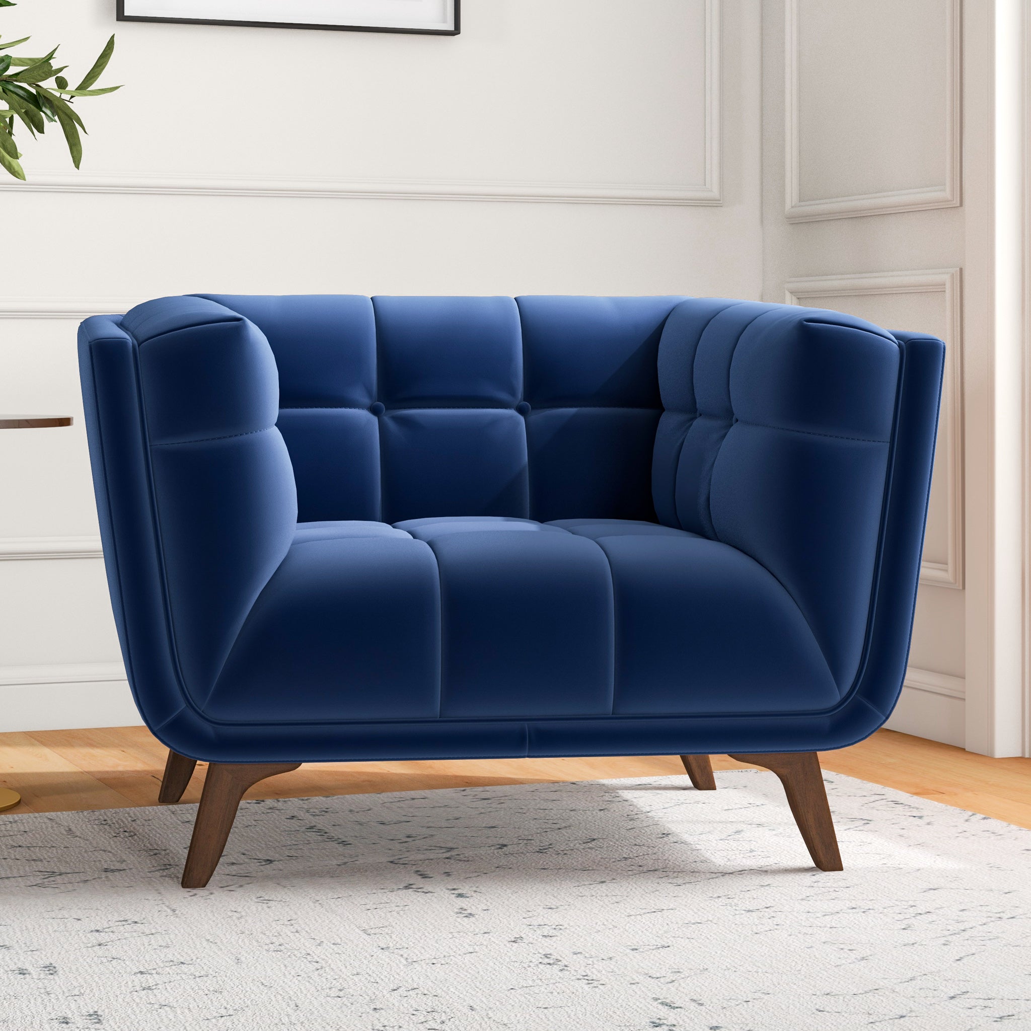 Kano Lounge Chair Navy Blue Velvet