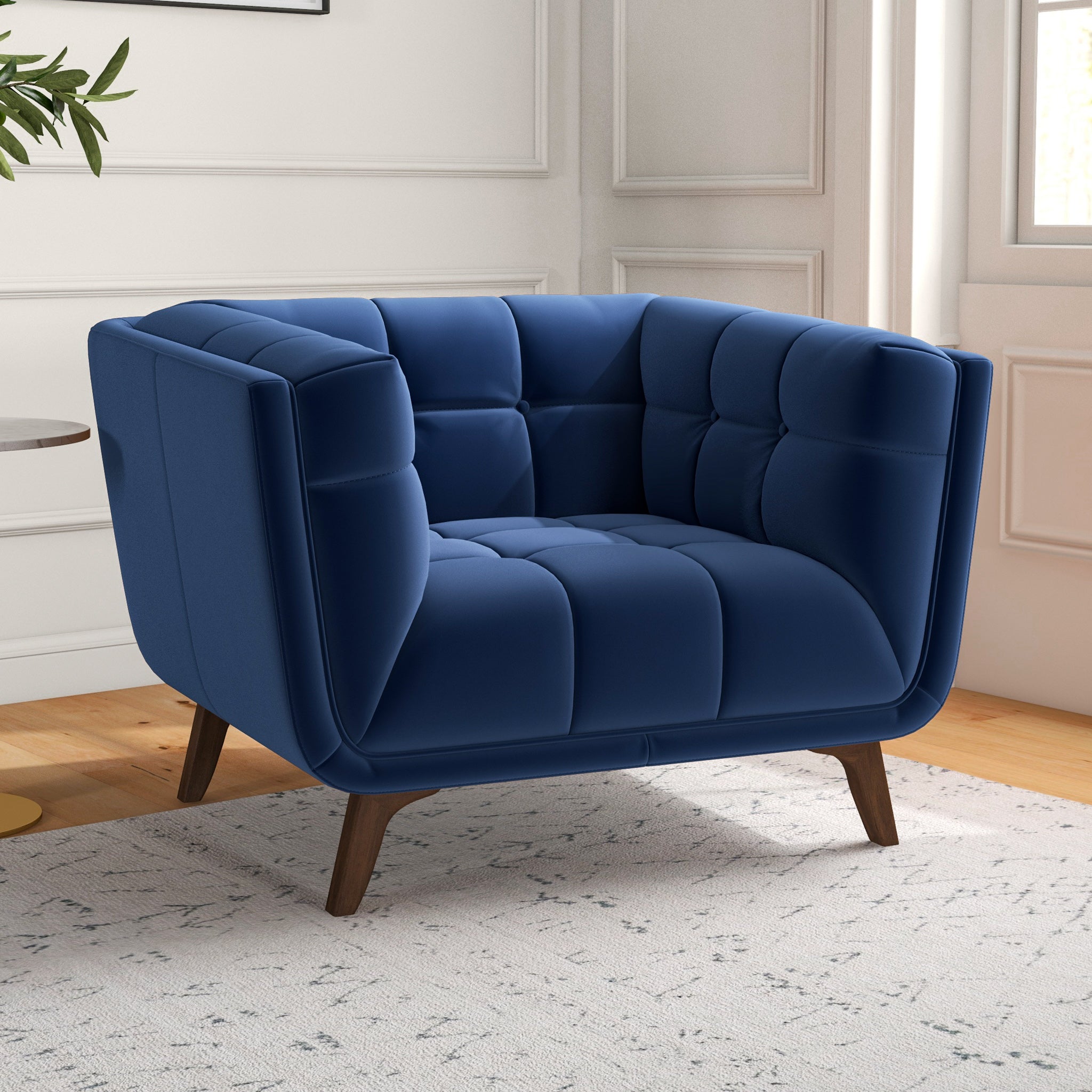 Kano Lounge Chair Navy Blue Velvet