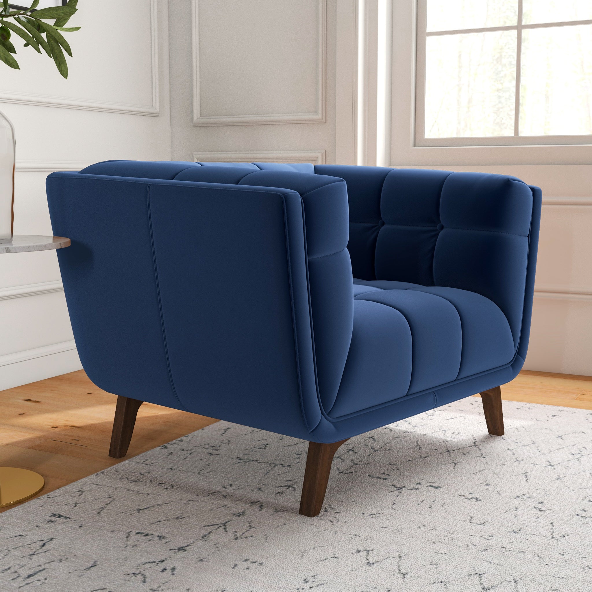 Kano Lounge Chair Navy Blue Velvet