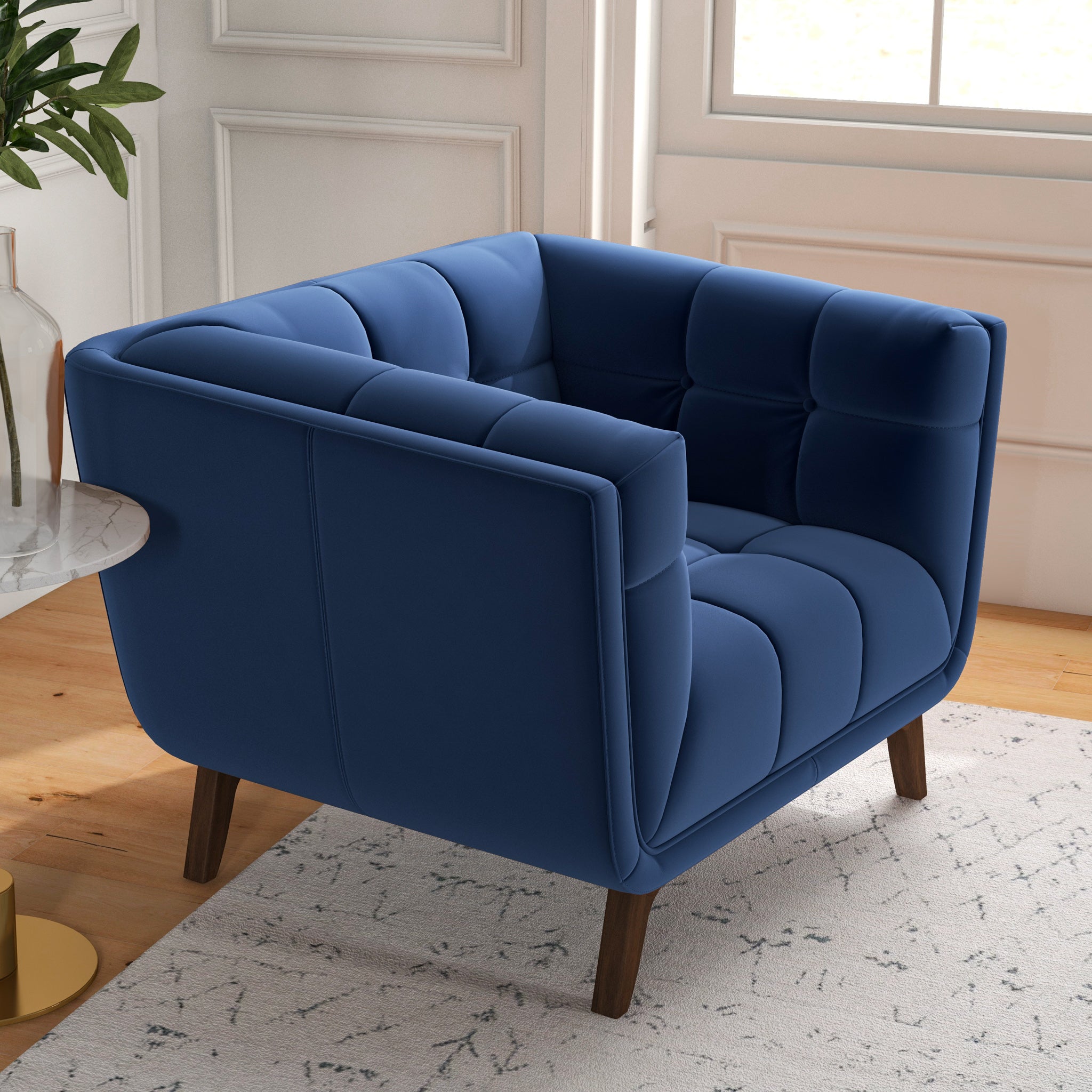 Kano Lounge Chair Navy Blue Velvet