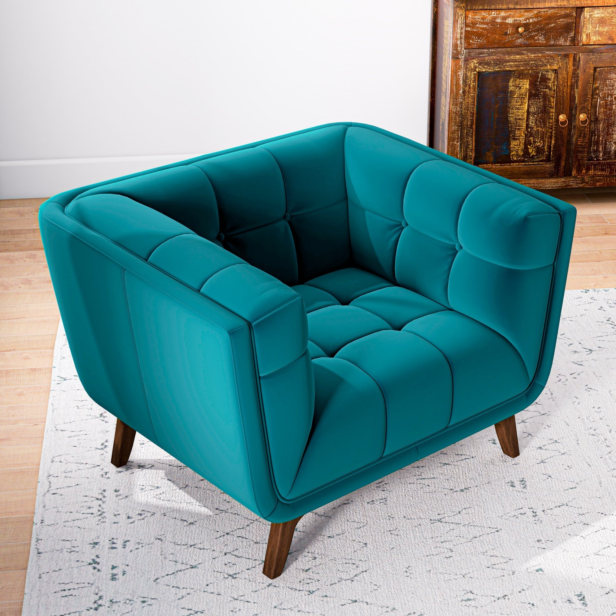 Kano Lounge Chair Teal Velvet