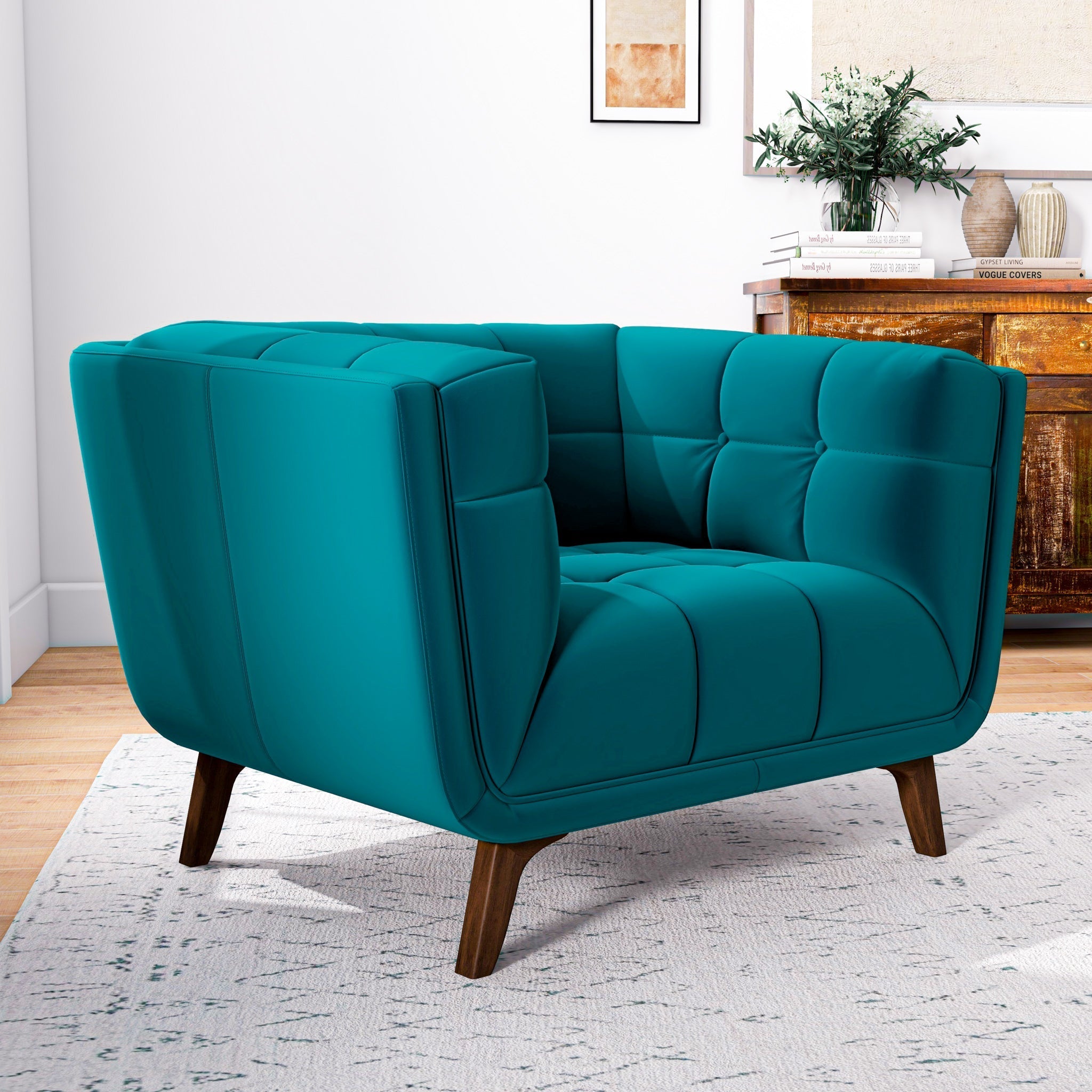 Kano Lounge Chair Teal Velvet