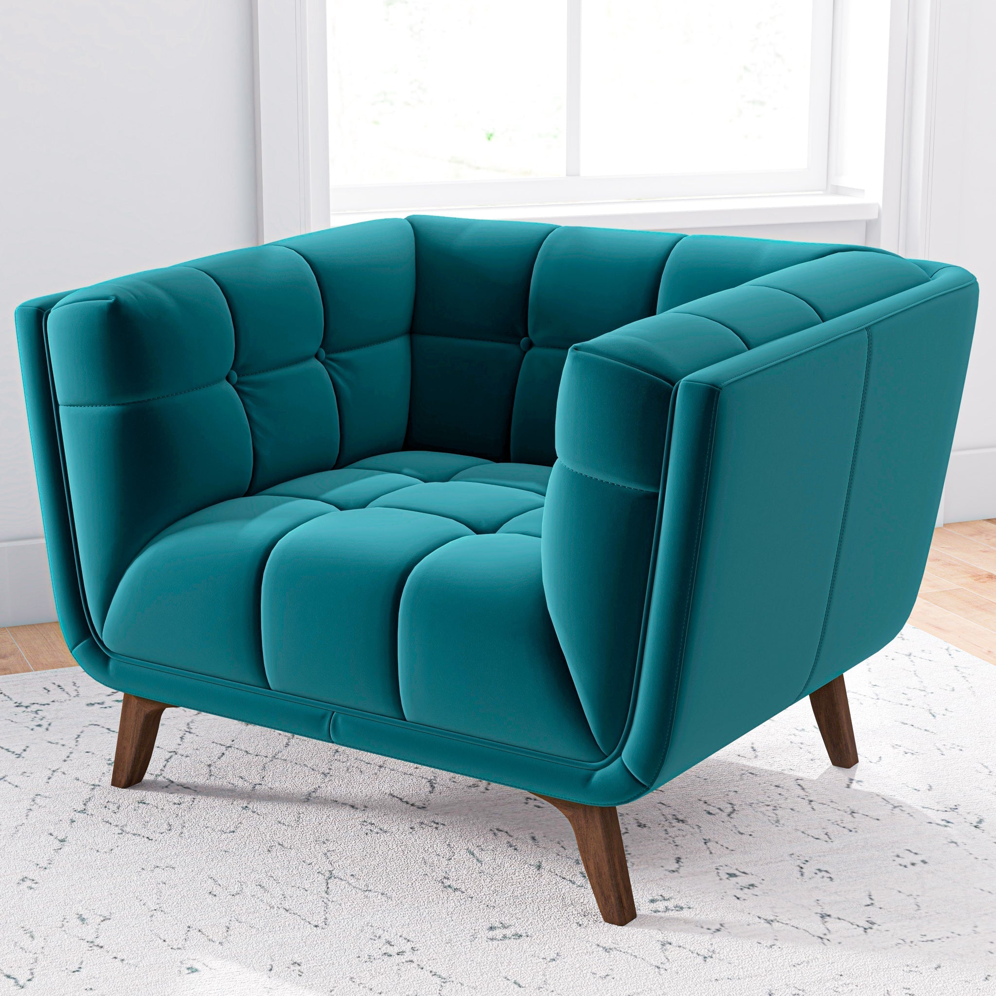 Kano Lounge Chair Teal Velvet