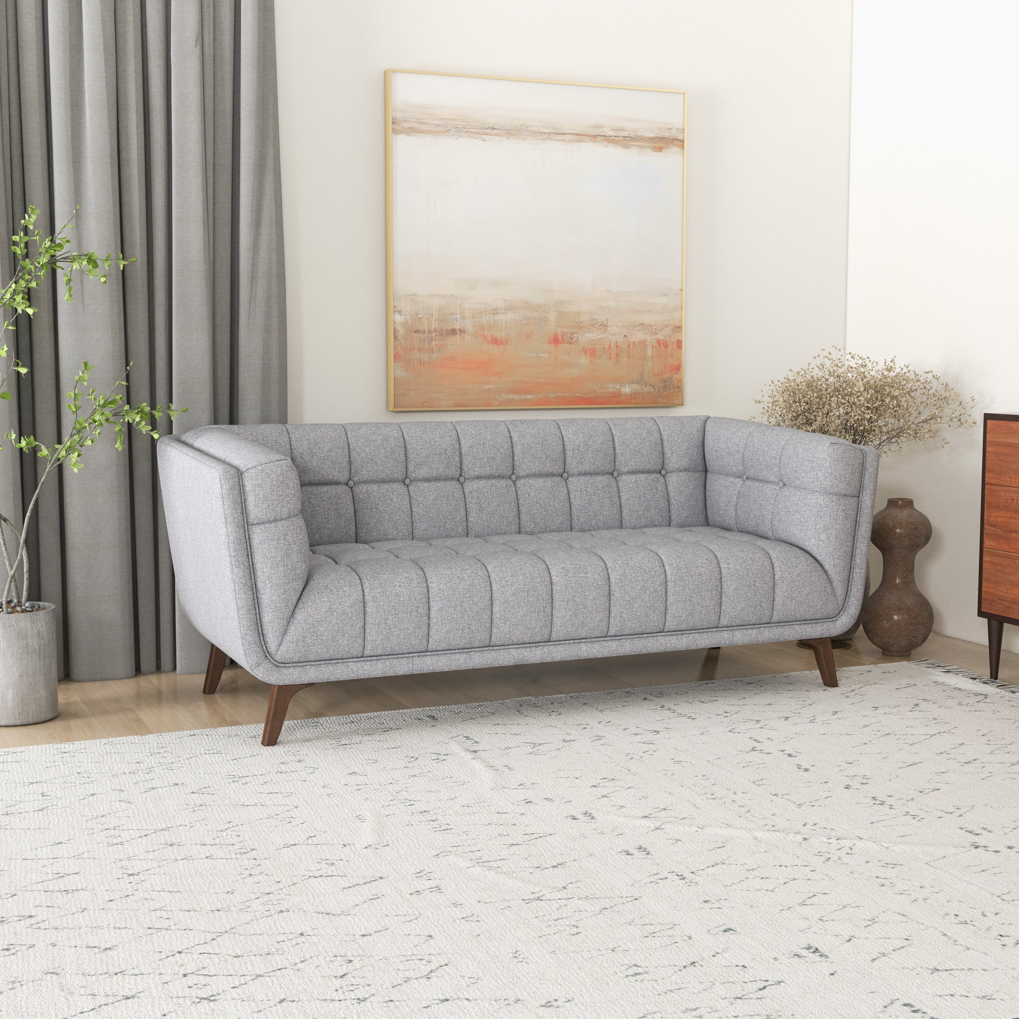 Kano Linen Sofa 78" Light Gray