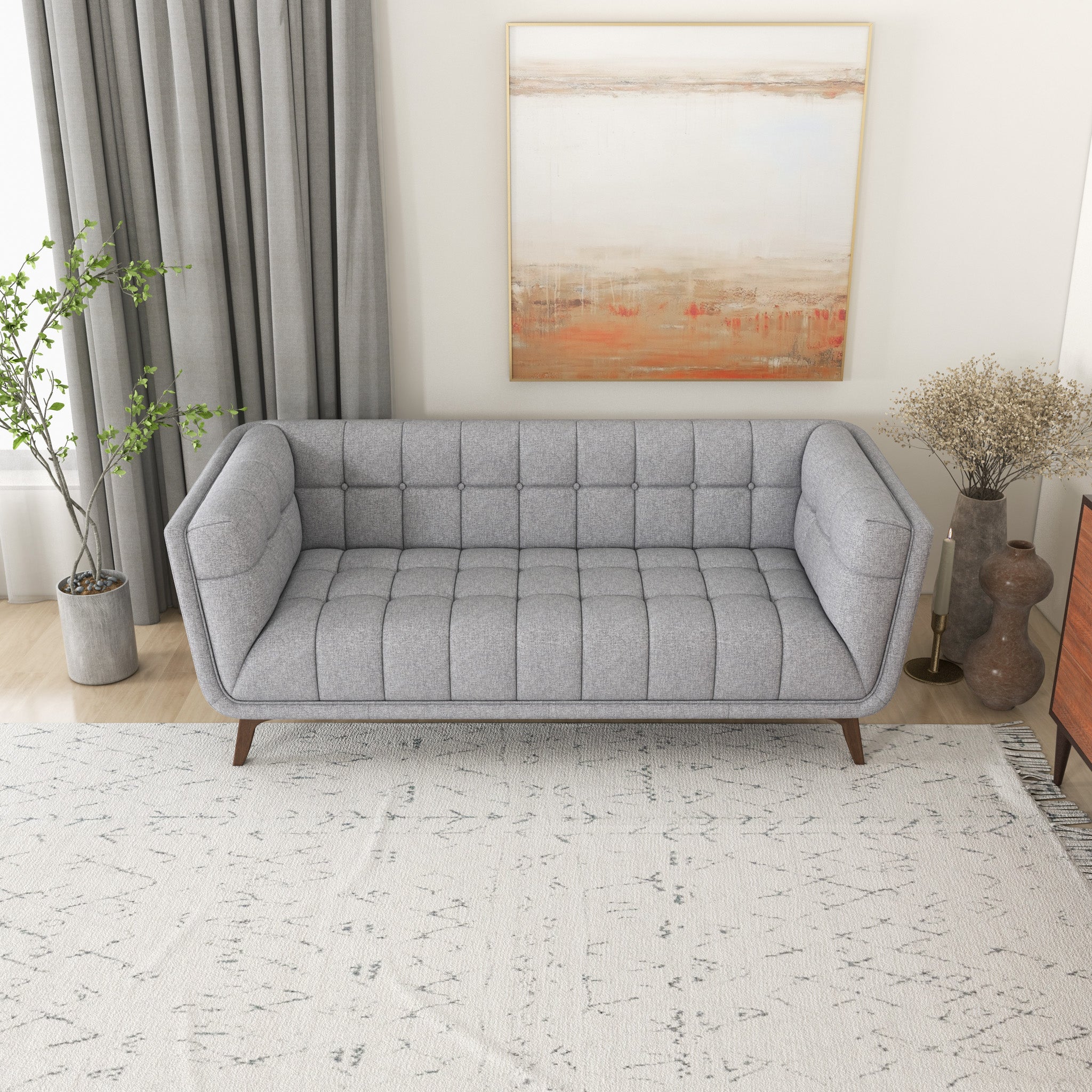 Kano Linen Sofa 78" Light Gray