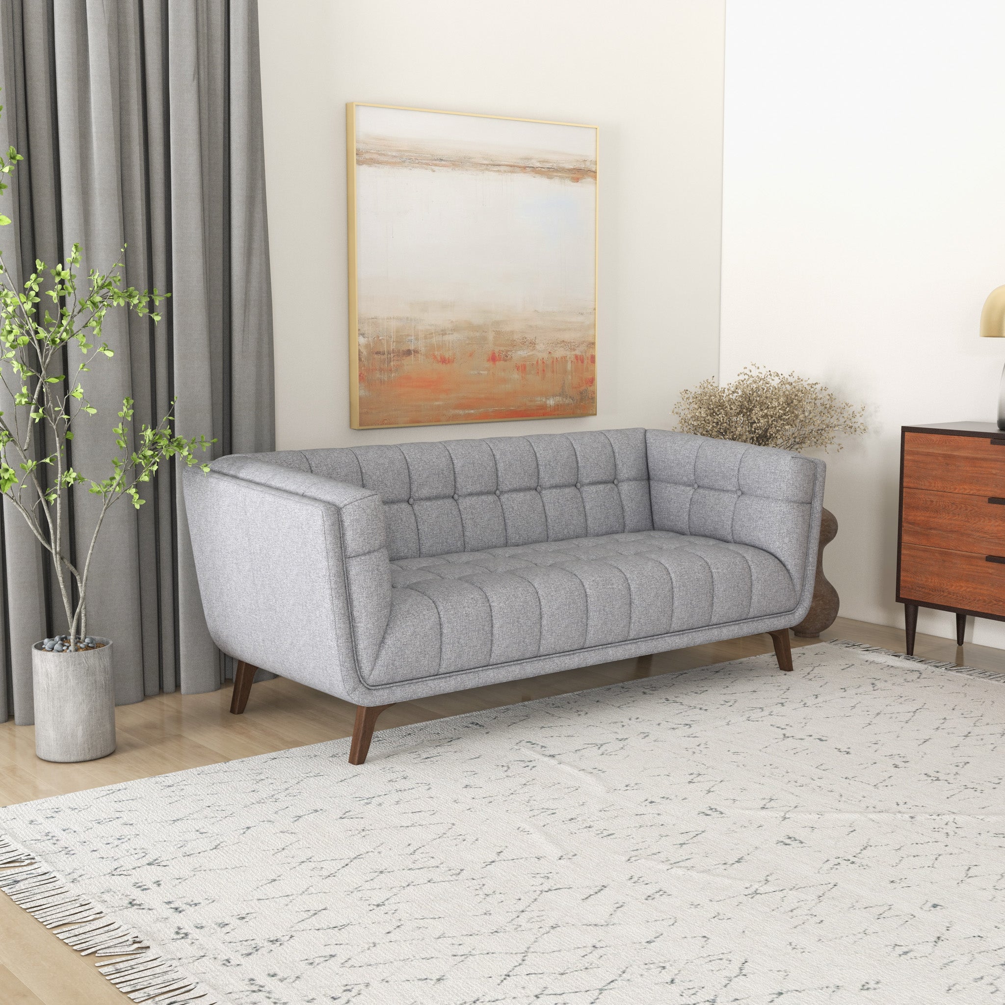 Kano Linen Sofa 78" Light Gray