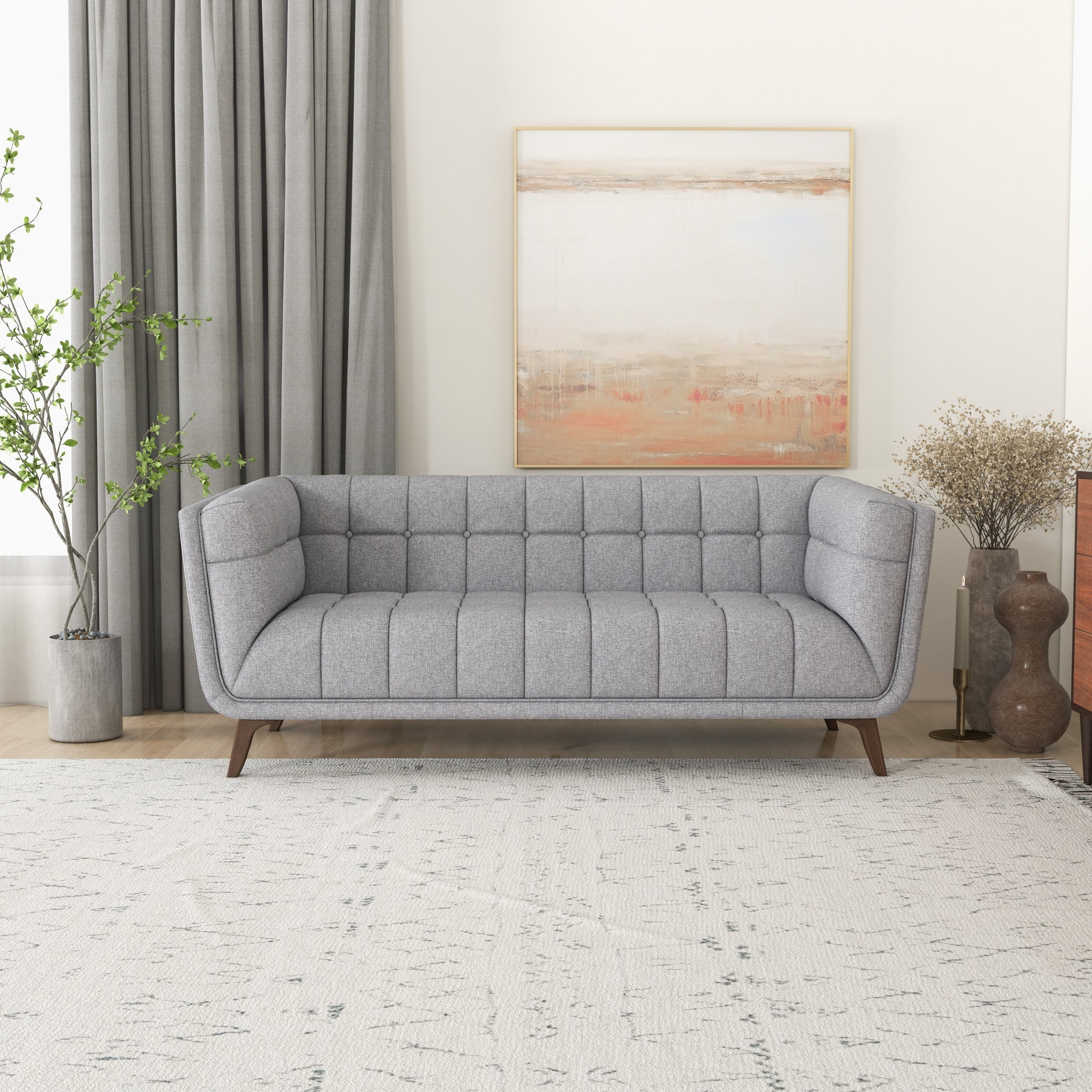 Kano Linen Sofa 78" Light Gray