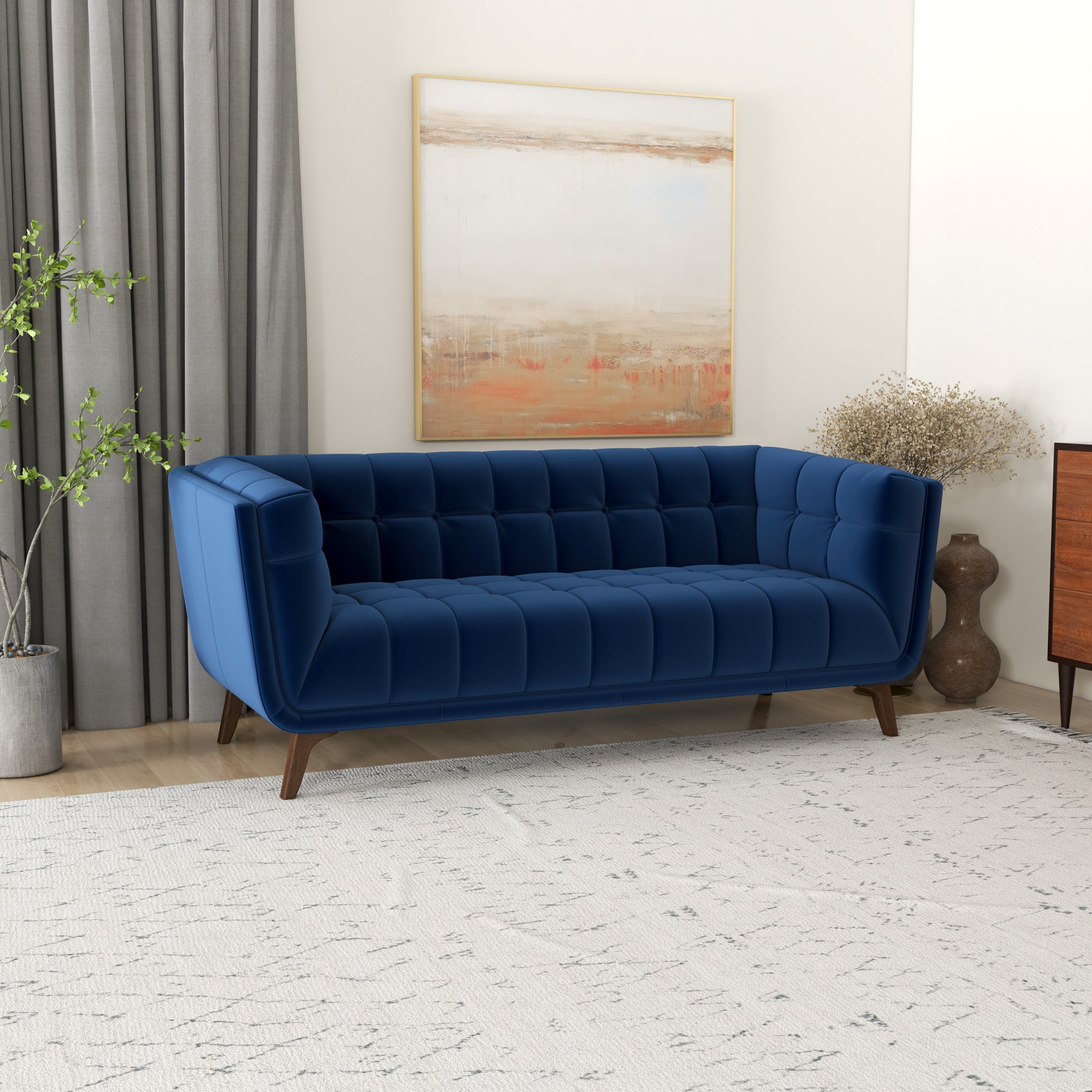 Kano Sofa 78" Navy Blue Velvet