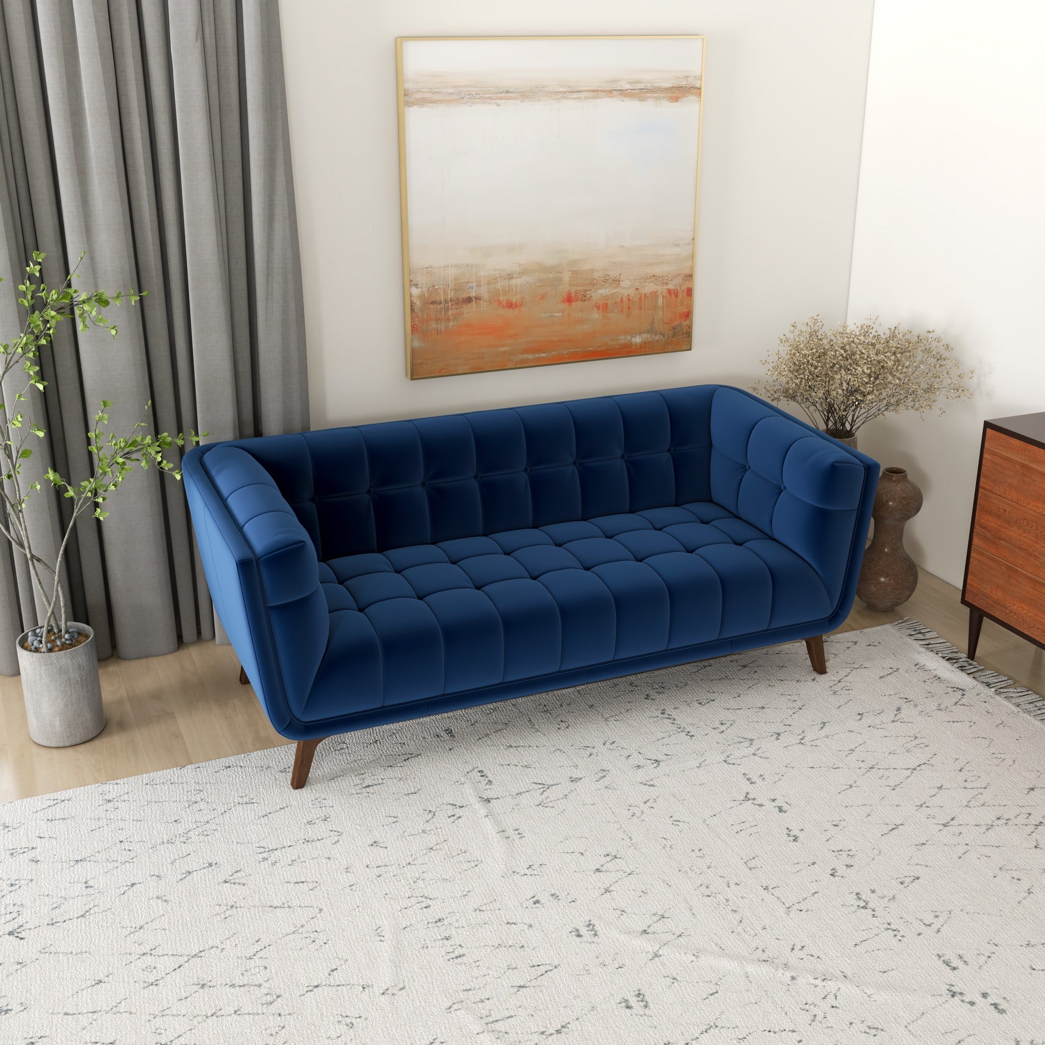 Kano Sofa 78" Navy Blue Velvet