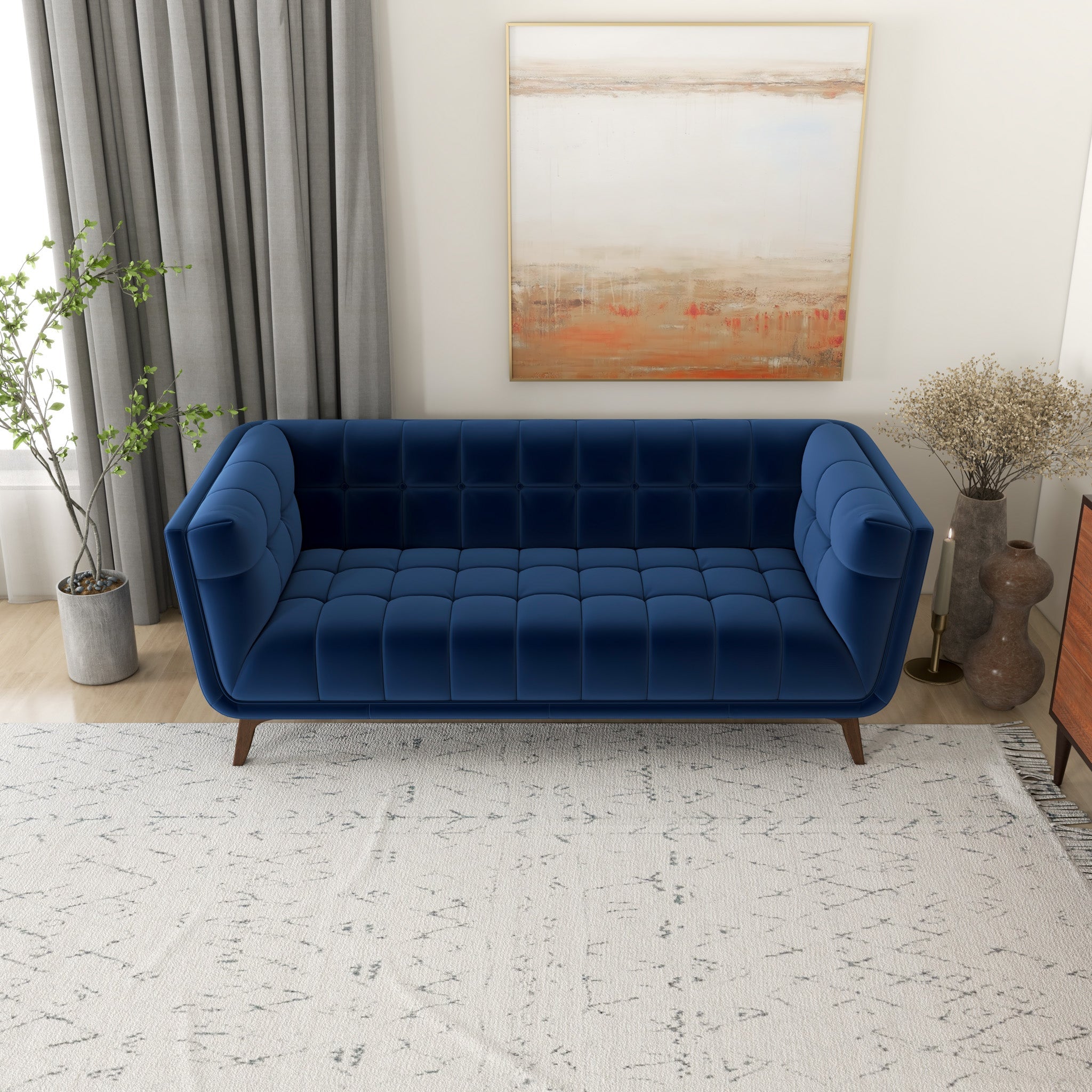 Kano Sofa 78" Navy Blue Velvet