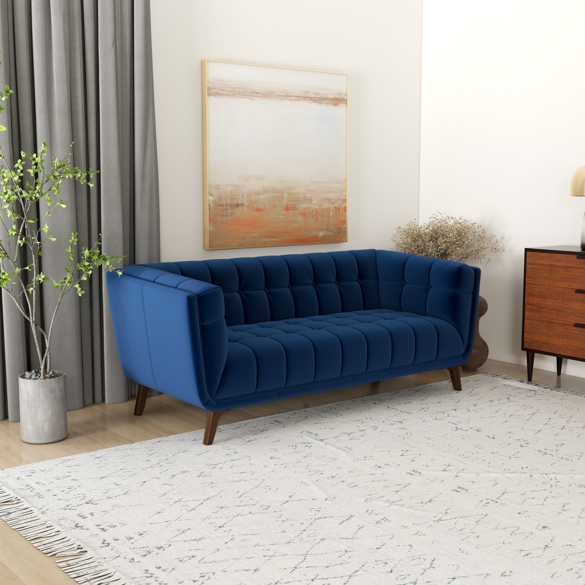 Kano Sofa 78" Navy Blue Velvet