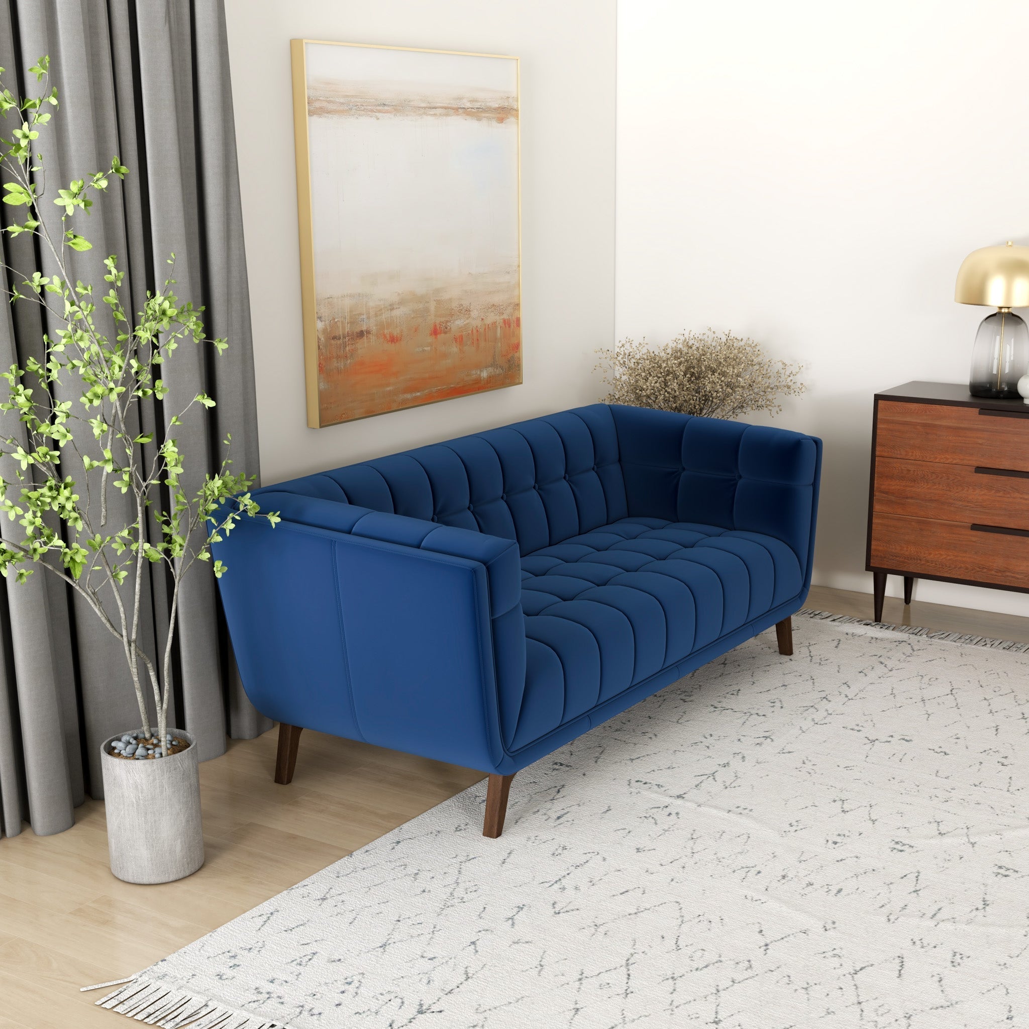 Kano Sofa 78" Navy Blue Velvet