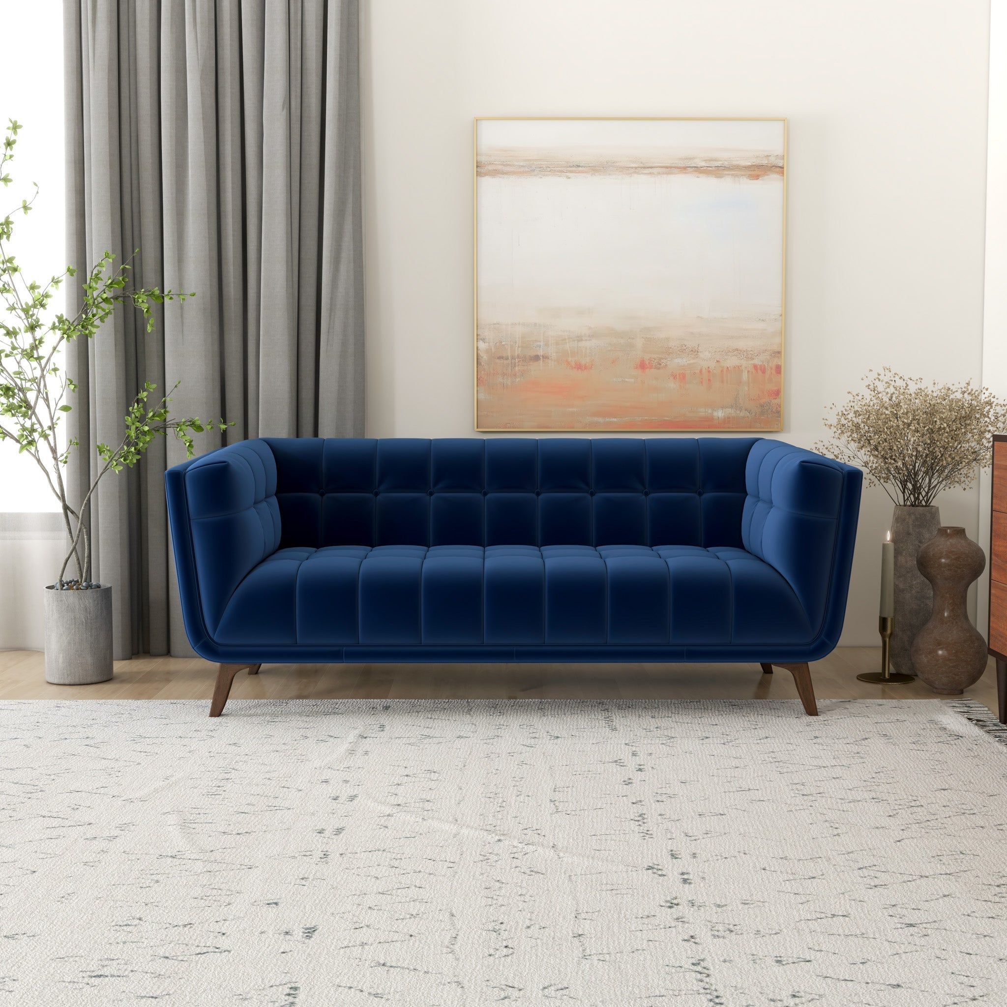 Kano Sofa 78" Navy Blue Velvet