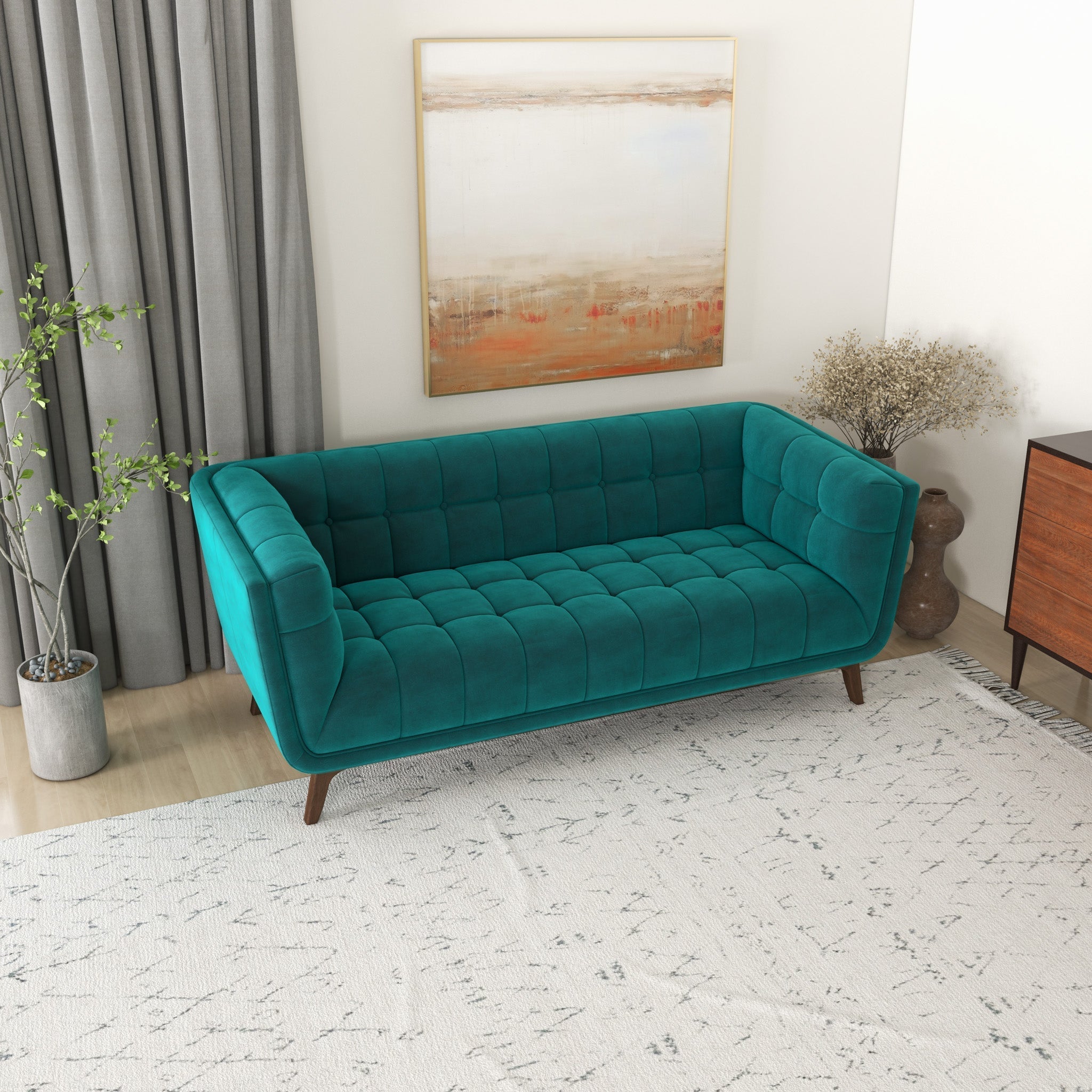 Kano Sofa 78" Teal Velvet