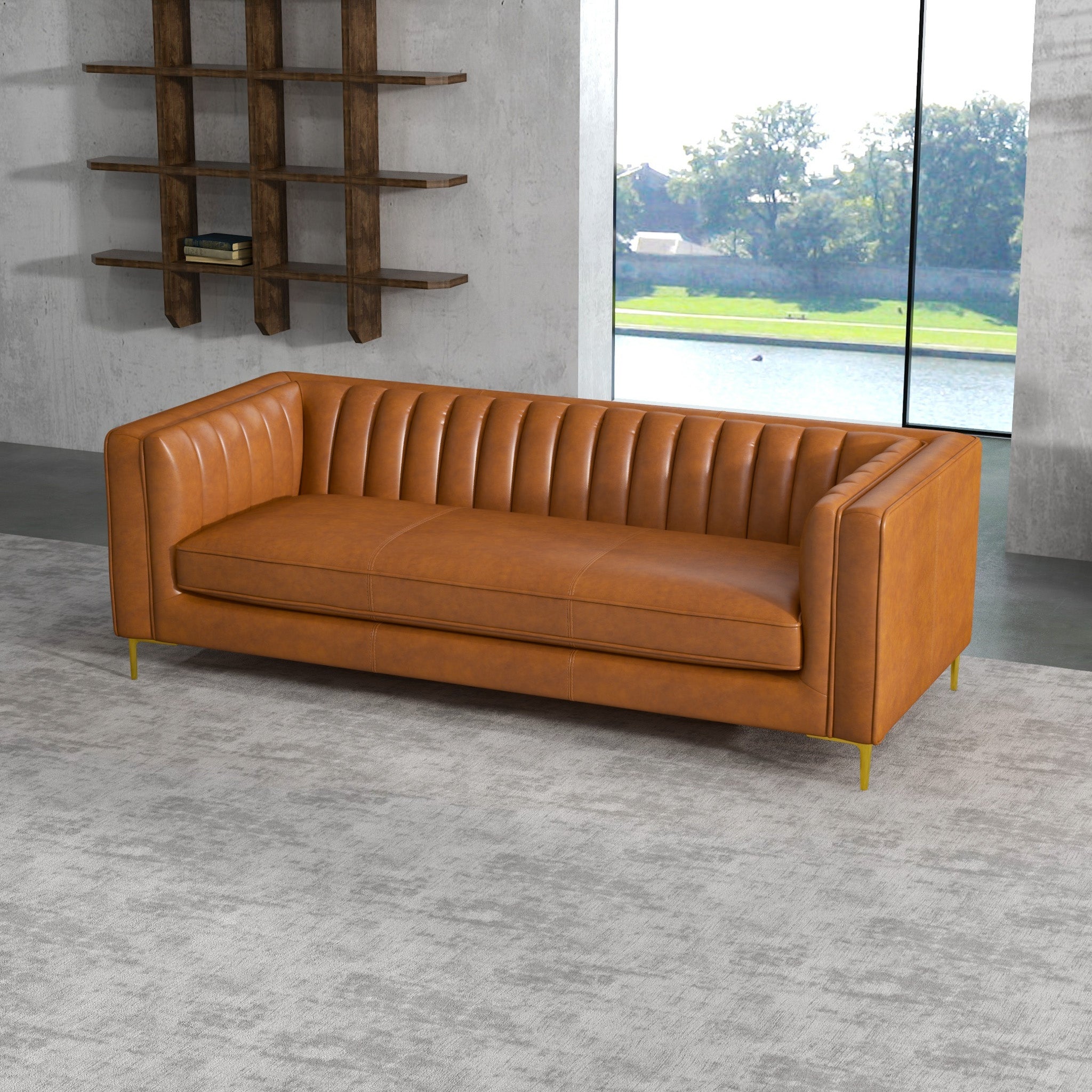 Kendra Cognac Genuine Leather Sofa