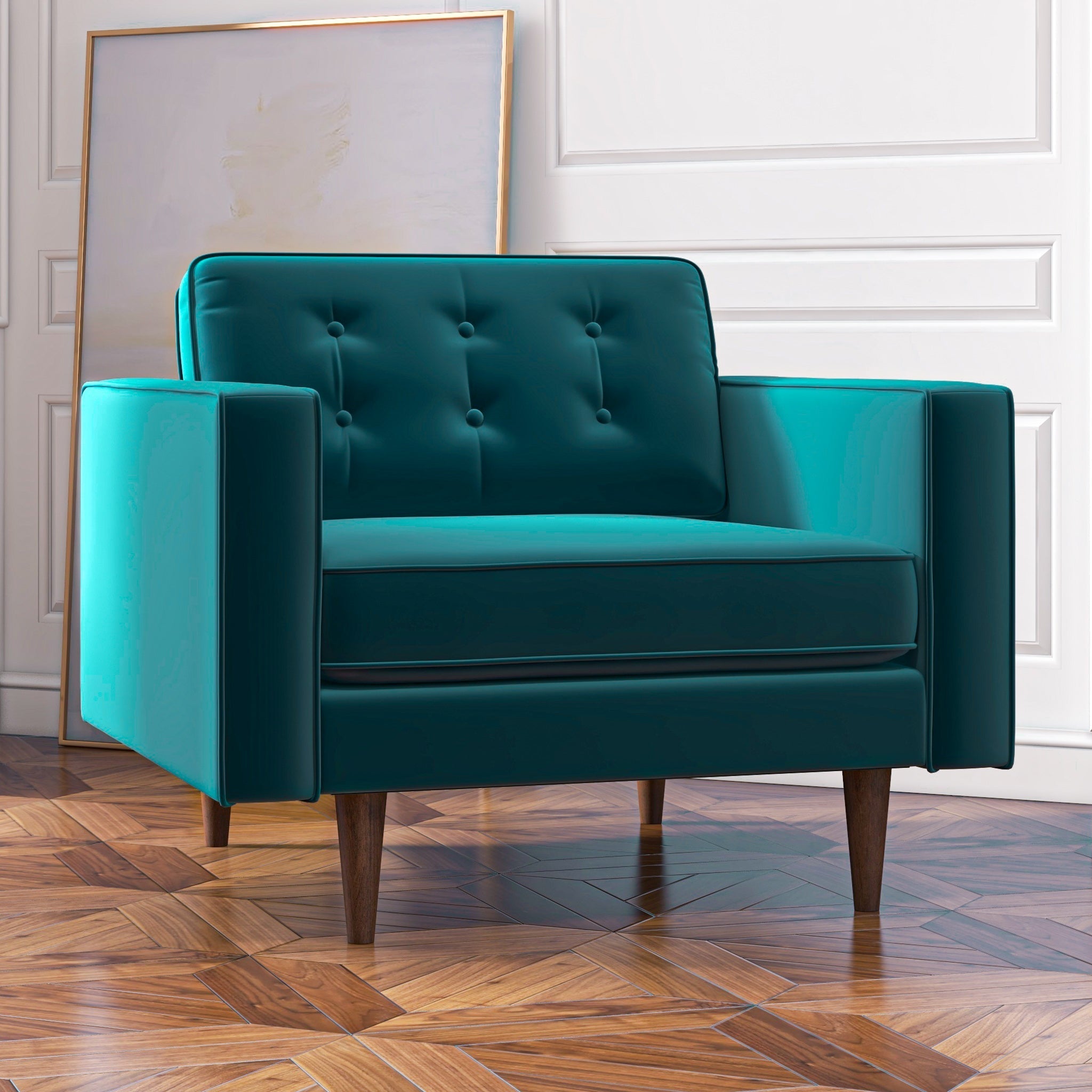 Kirby Teal Velvet Arm Chair