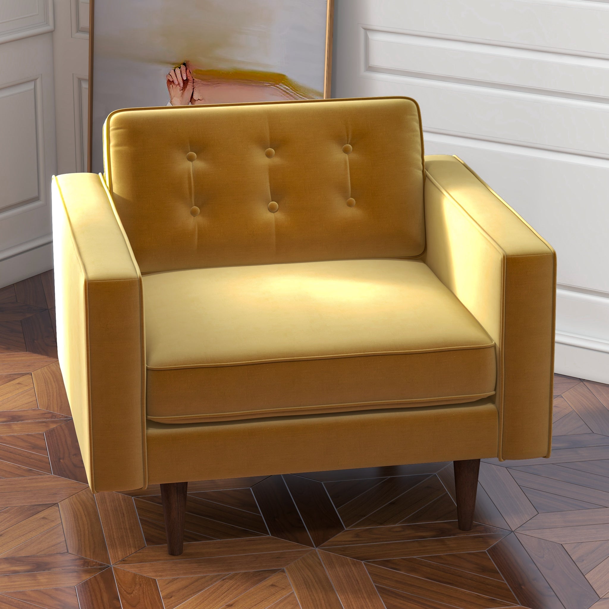 Kirby Gold Velvet Armchair