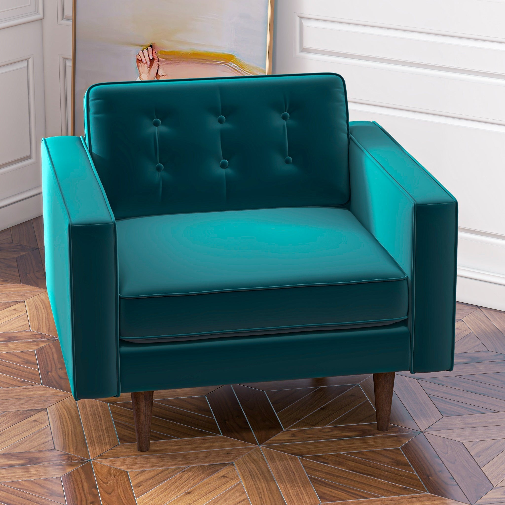 Kirby Teal Velvet Arm Chair