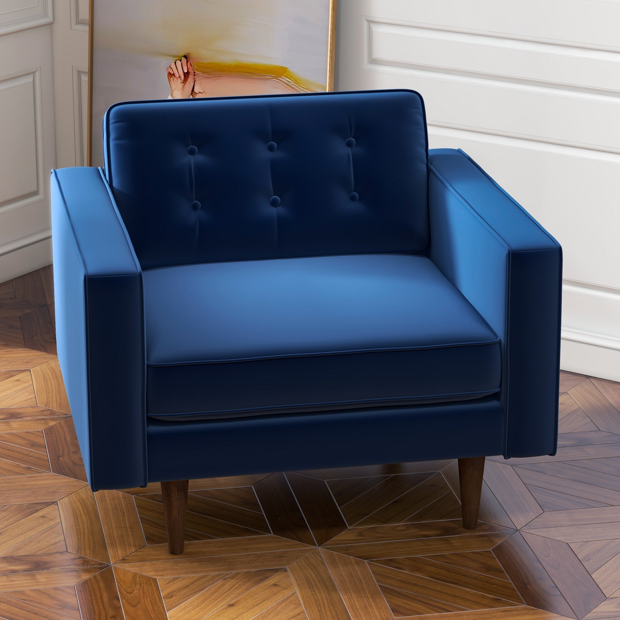 Kirby Lounge Chair Navy Blue Velvet