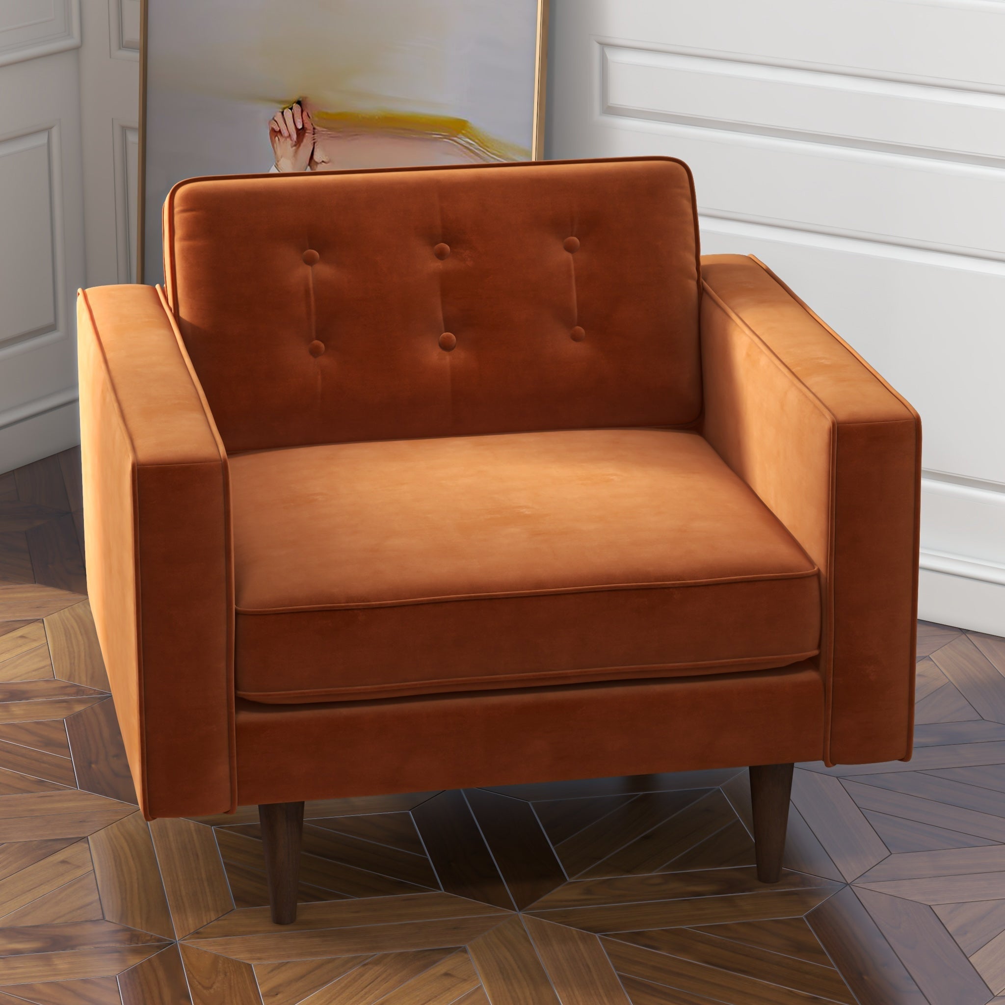 Kirby Lounge Chair Burnt Orange Velvet