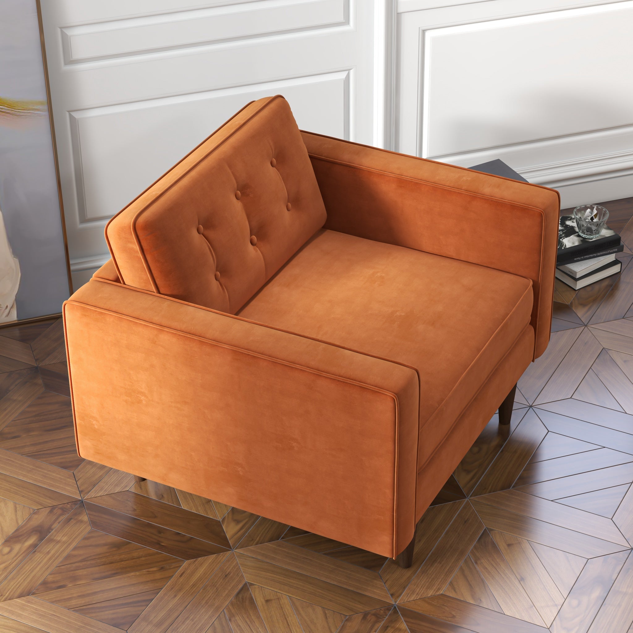 Kirby Lounge Chair Burnt Orange Velvet