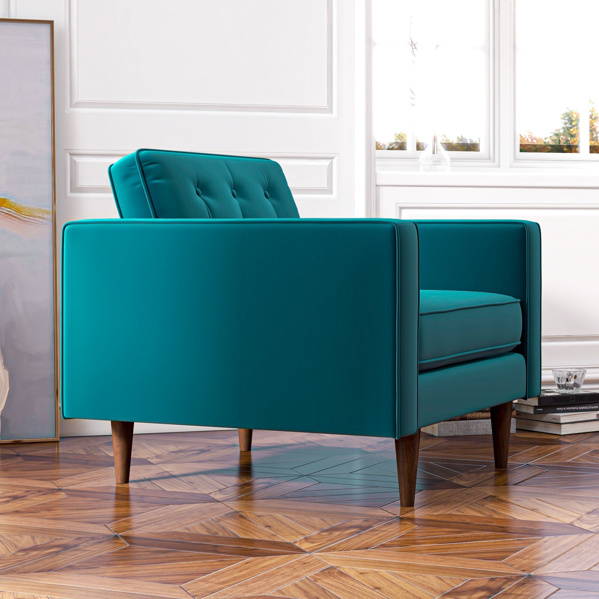 Kirby Teal Velvet Arm Chair