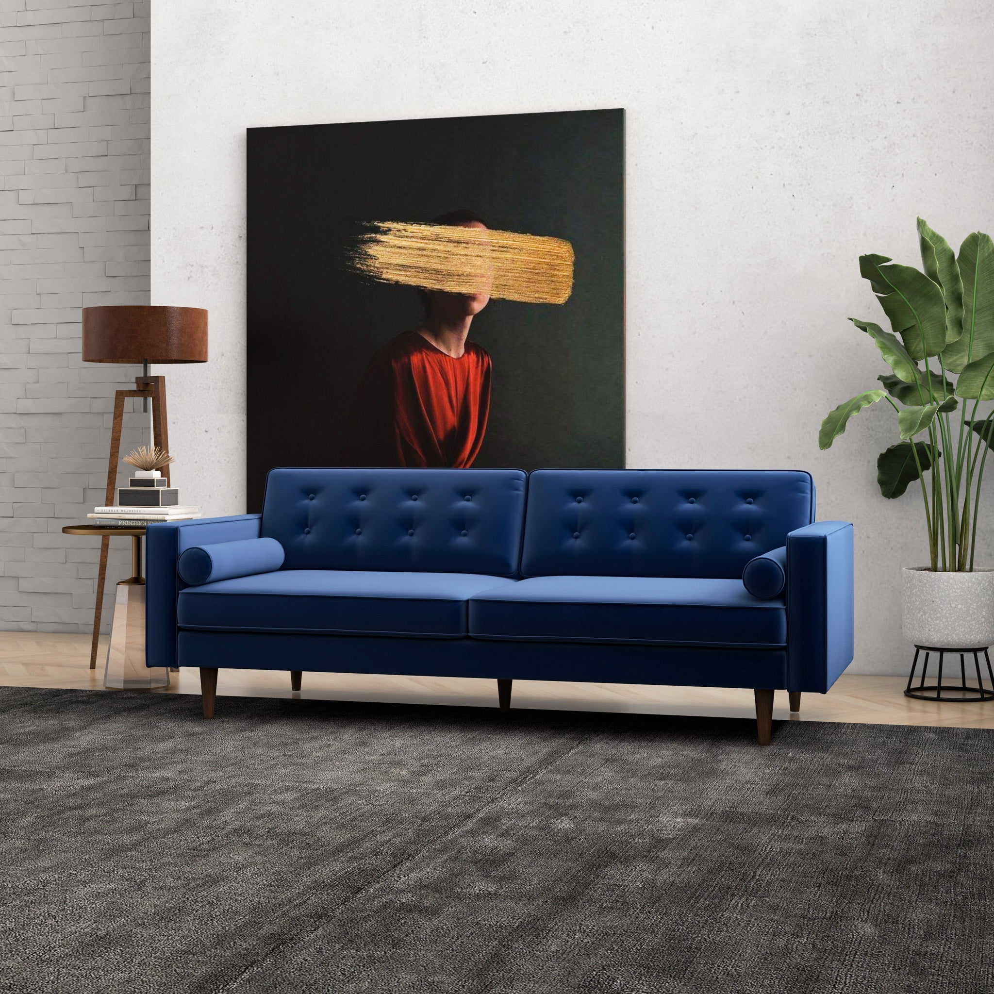 Kirby Sofa Blue Velvet