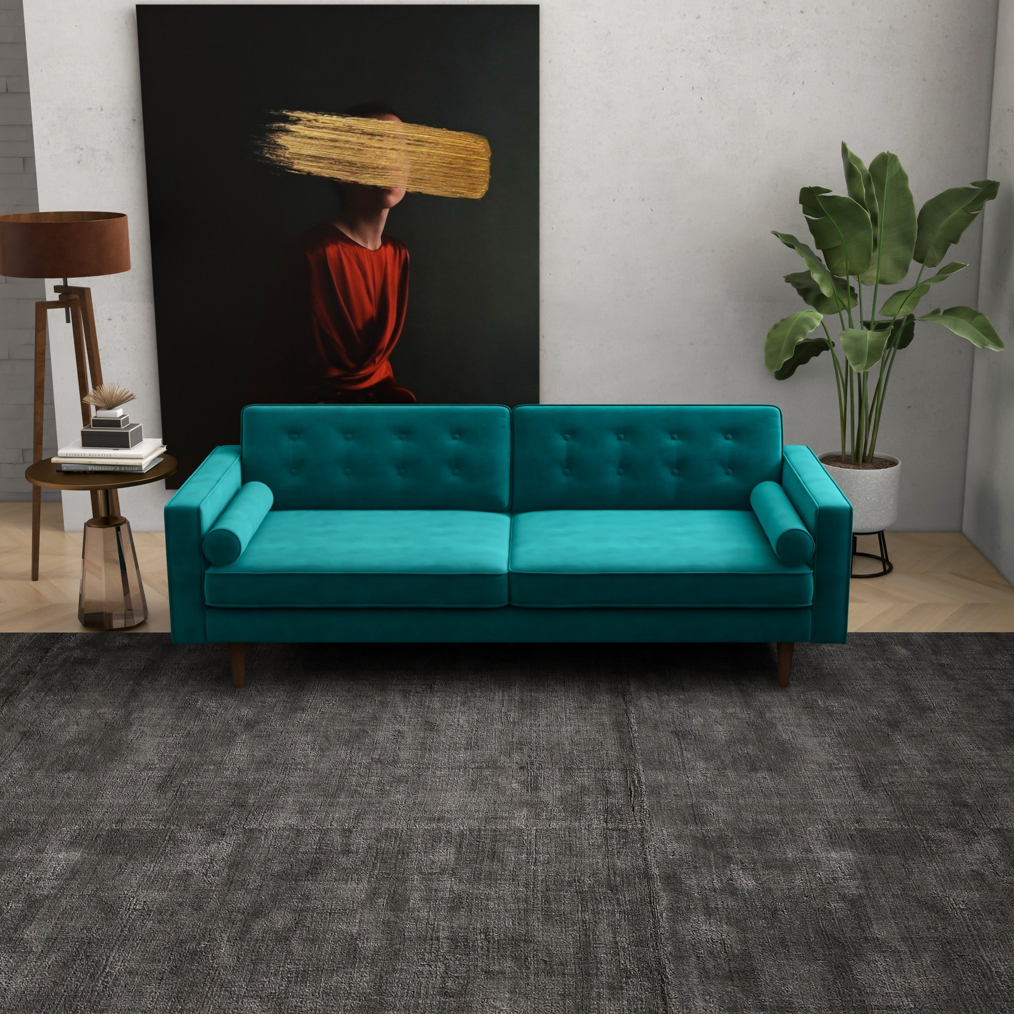 Kirby Sofa Teal Velvet