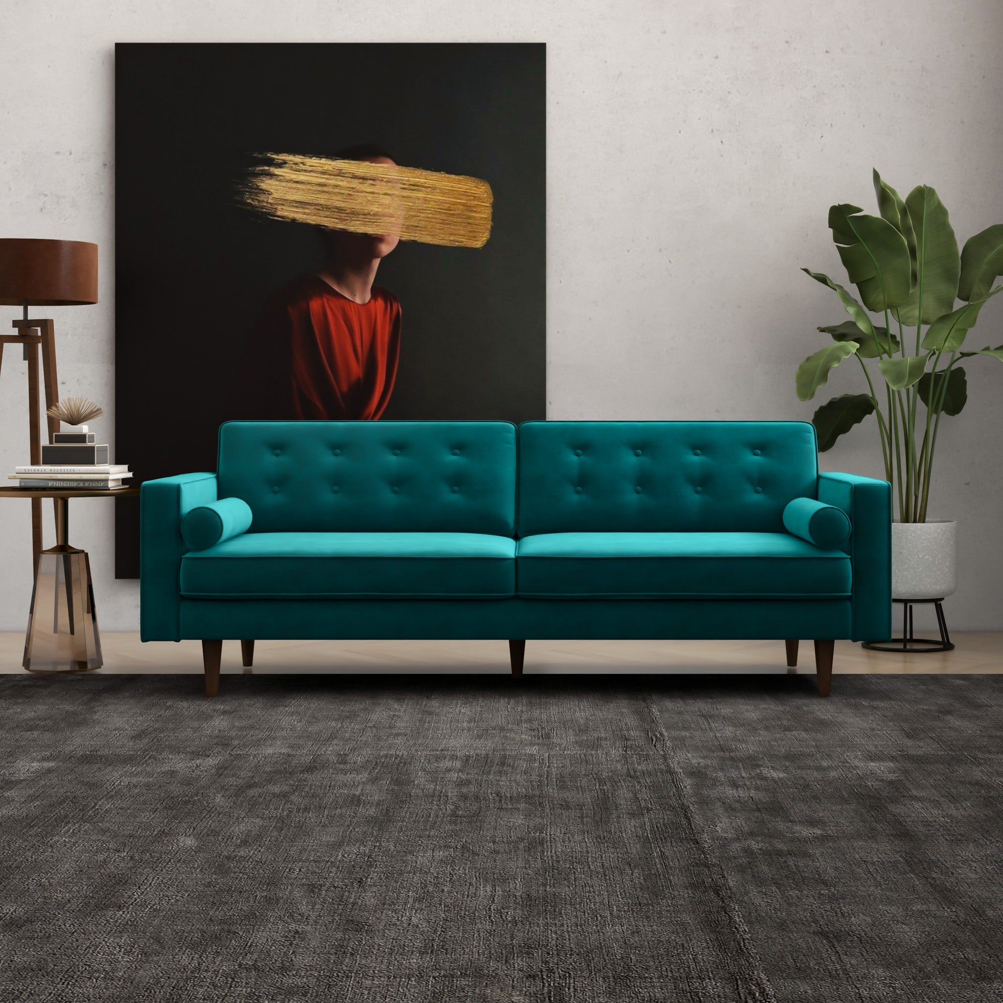 Kirby Sofa Teal Velvet