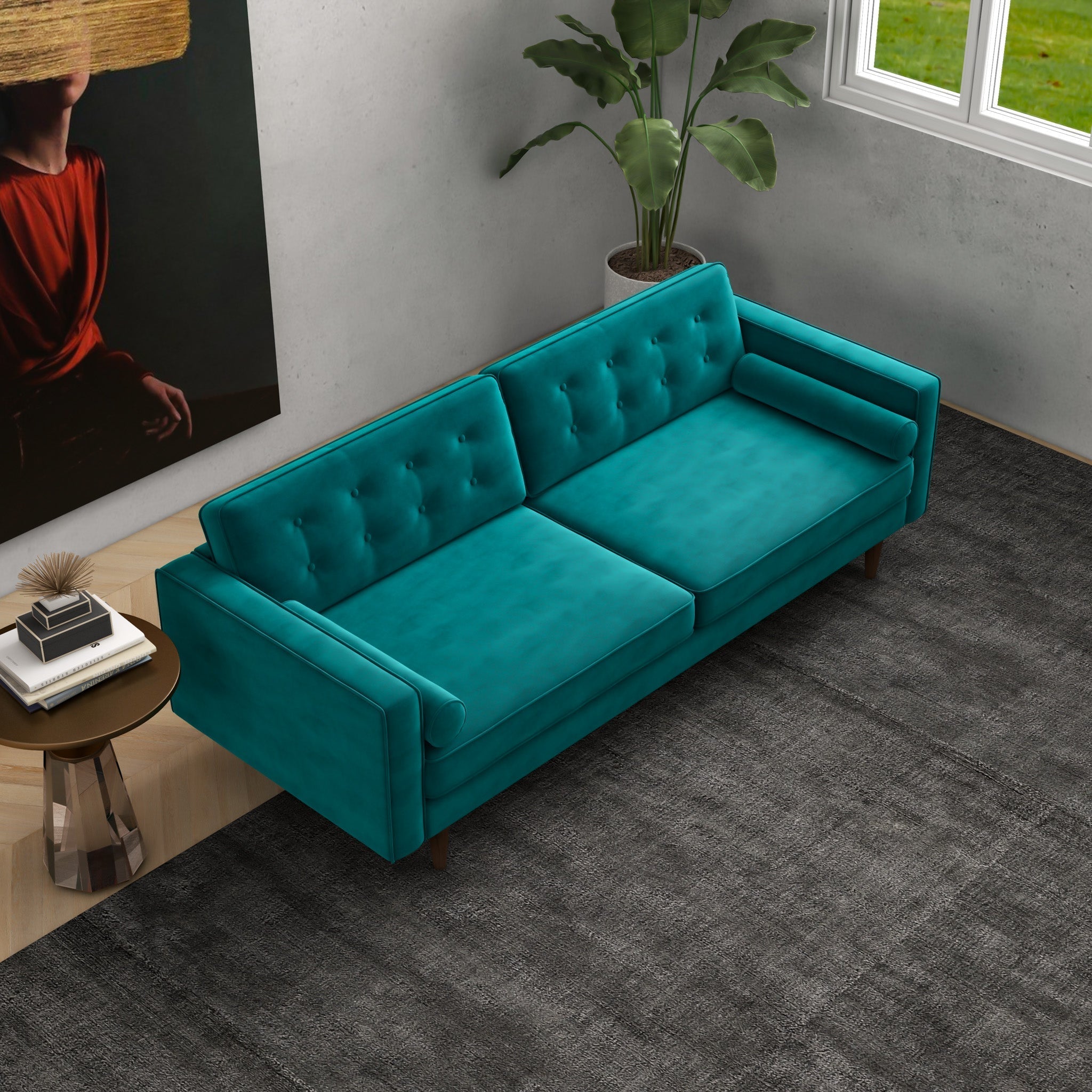 Kirby Sofa Teal Velvet