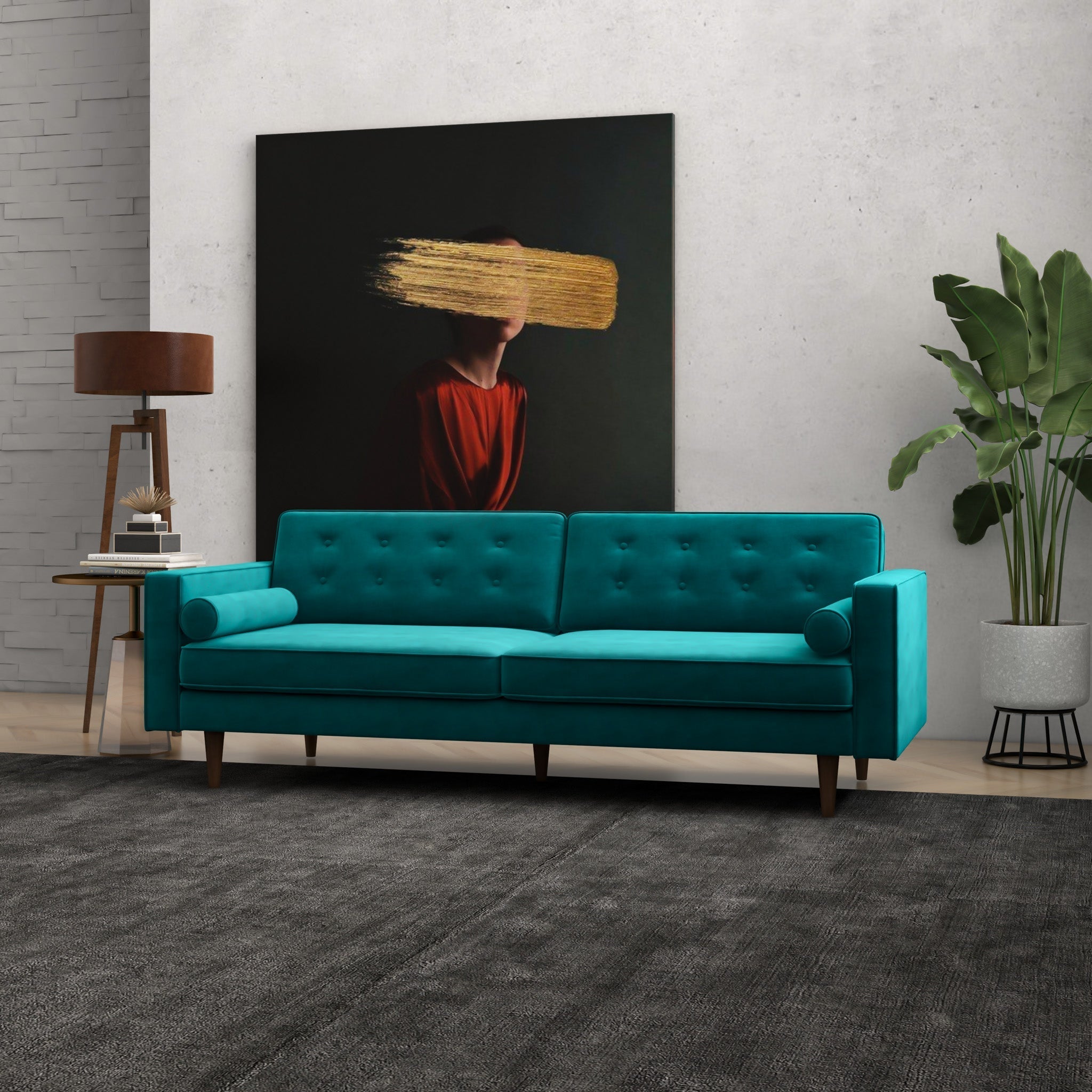 Kirby Sofa Teal Velvet