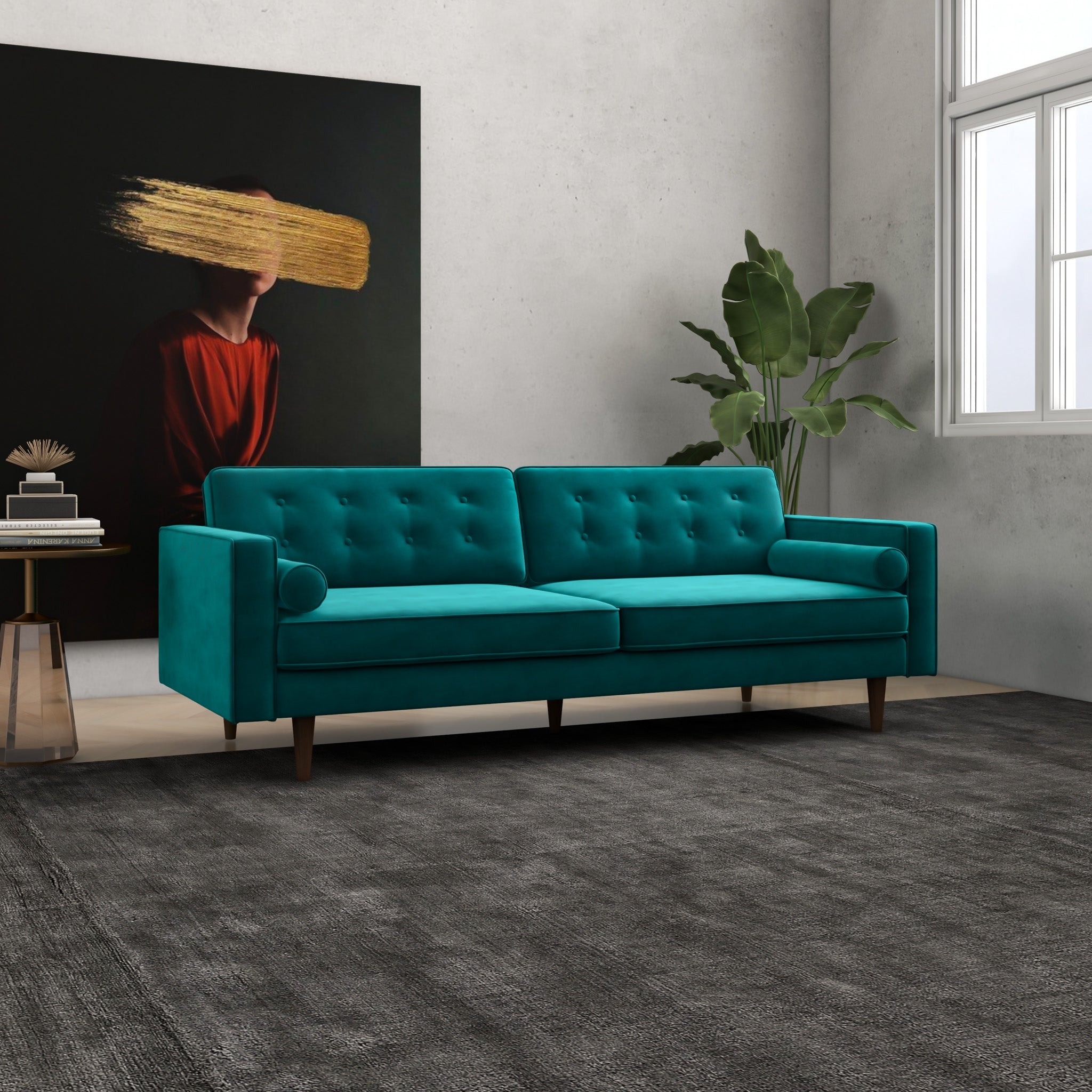 Kirby Sofa Teal Velvet