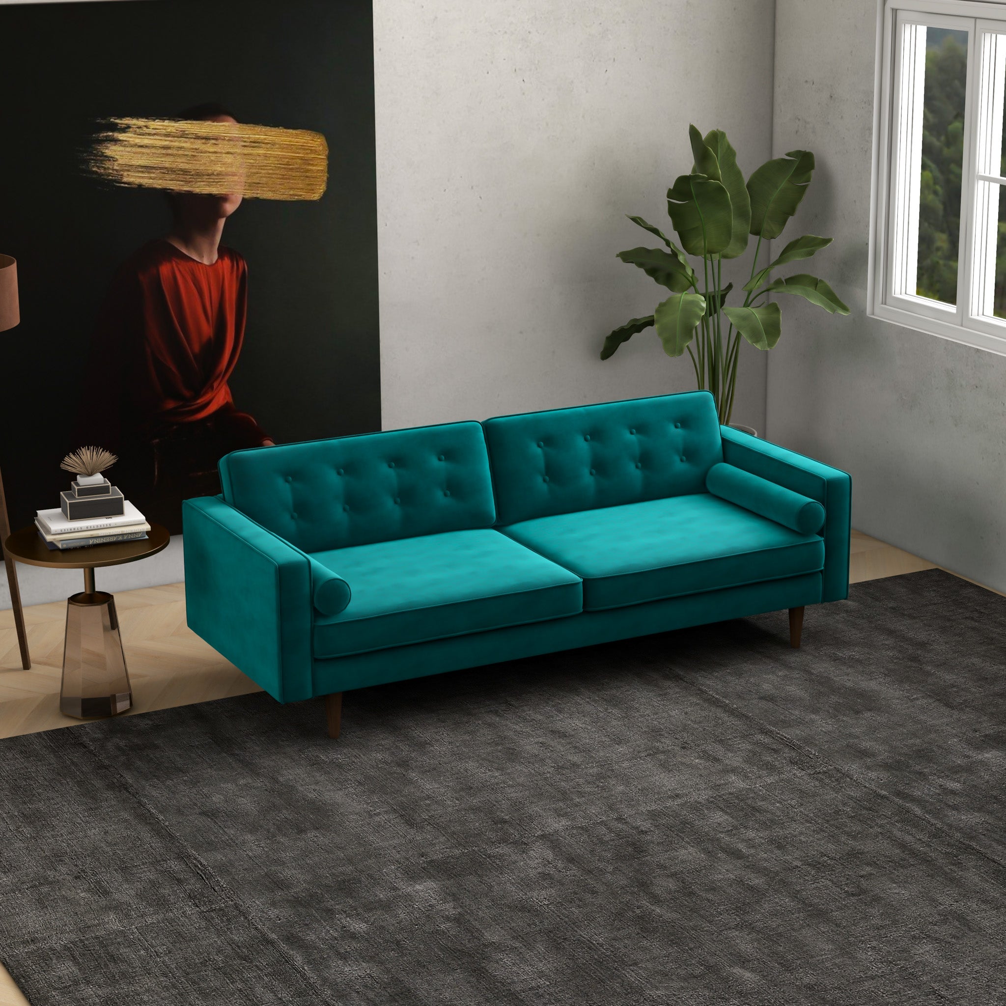 Kirby Sofa Teal Velvet