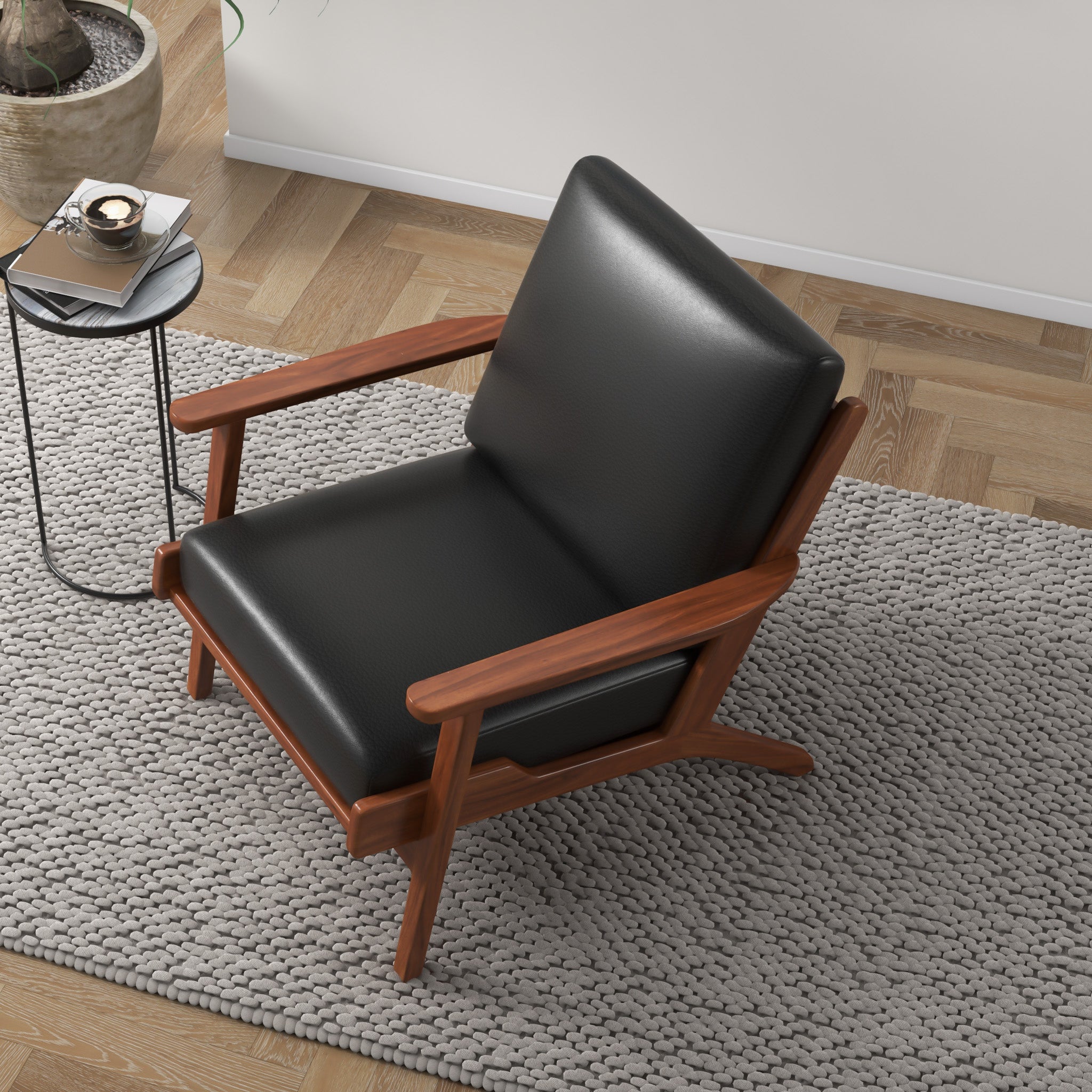 Kyle Black Leather Armchair