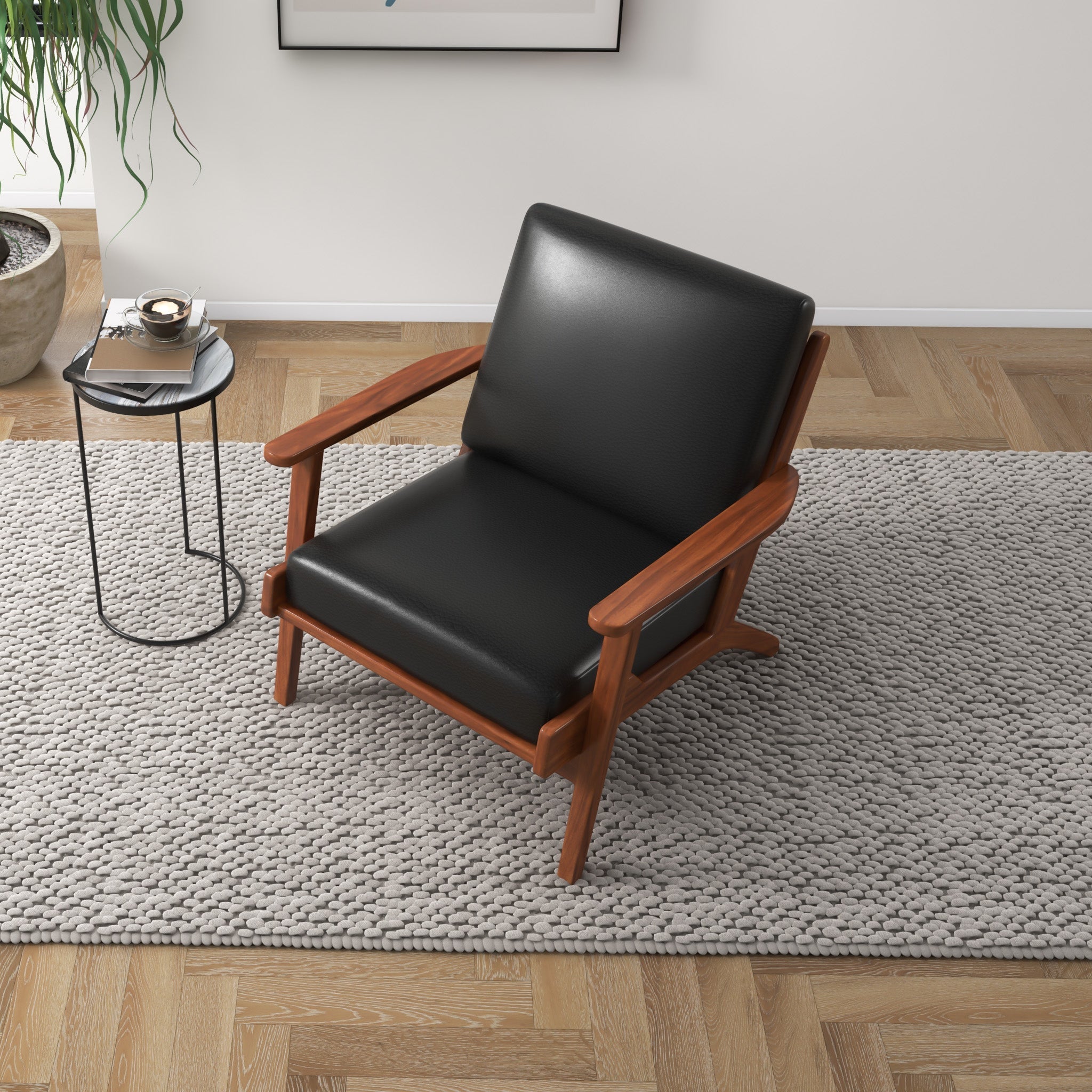 Kyle Black Leather Armchair