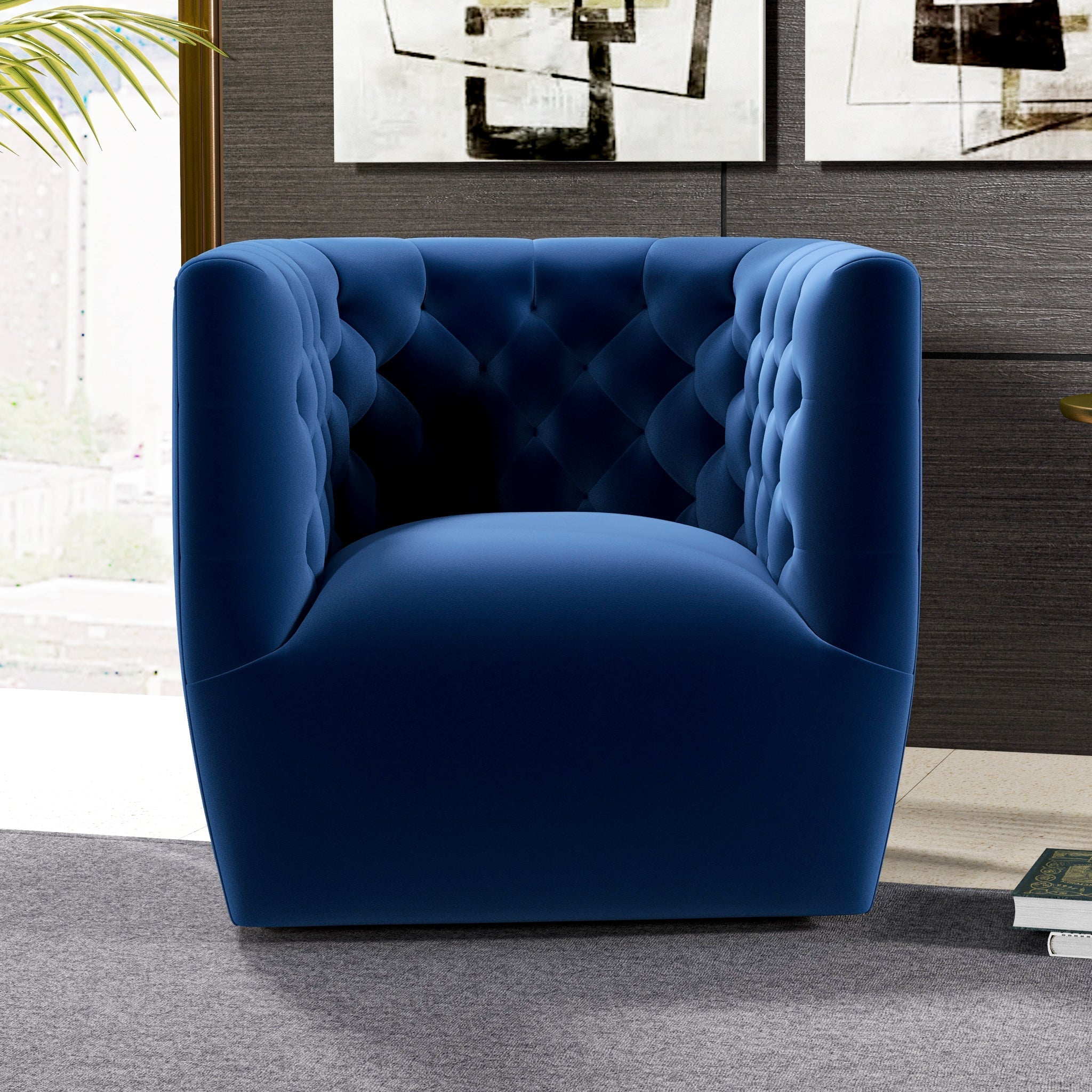 Lotte Swivel Chair Blue Velvet