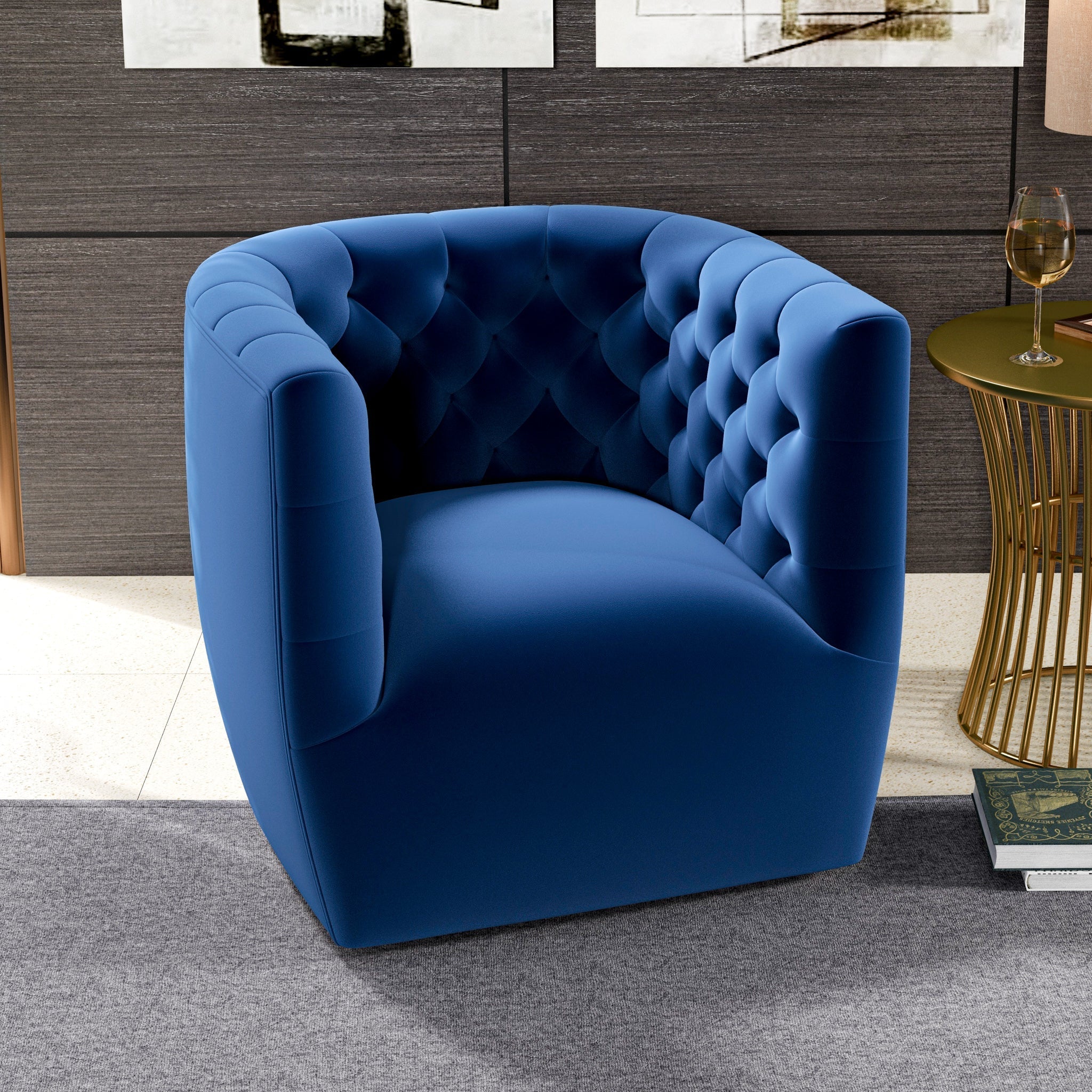 Lotte Swivel Chair Blue Velvet