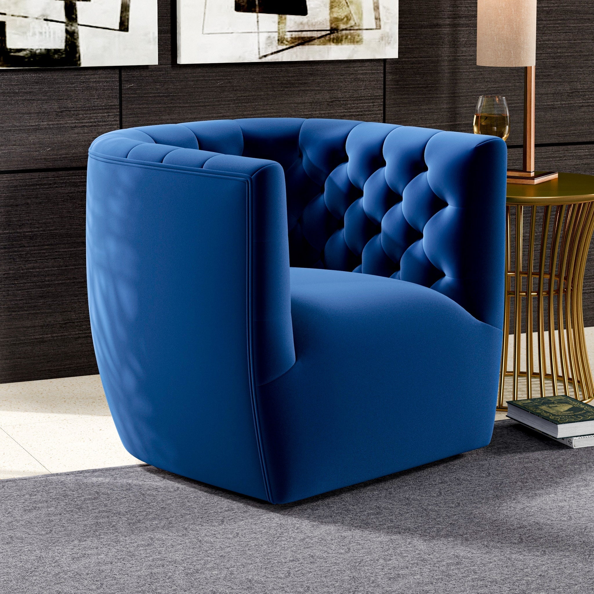 Lotte Swivel Chair Blue Velvet