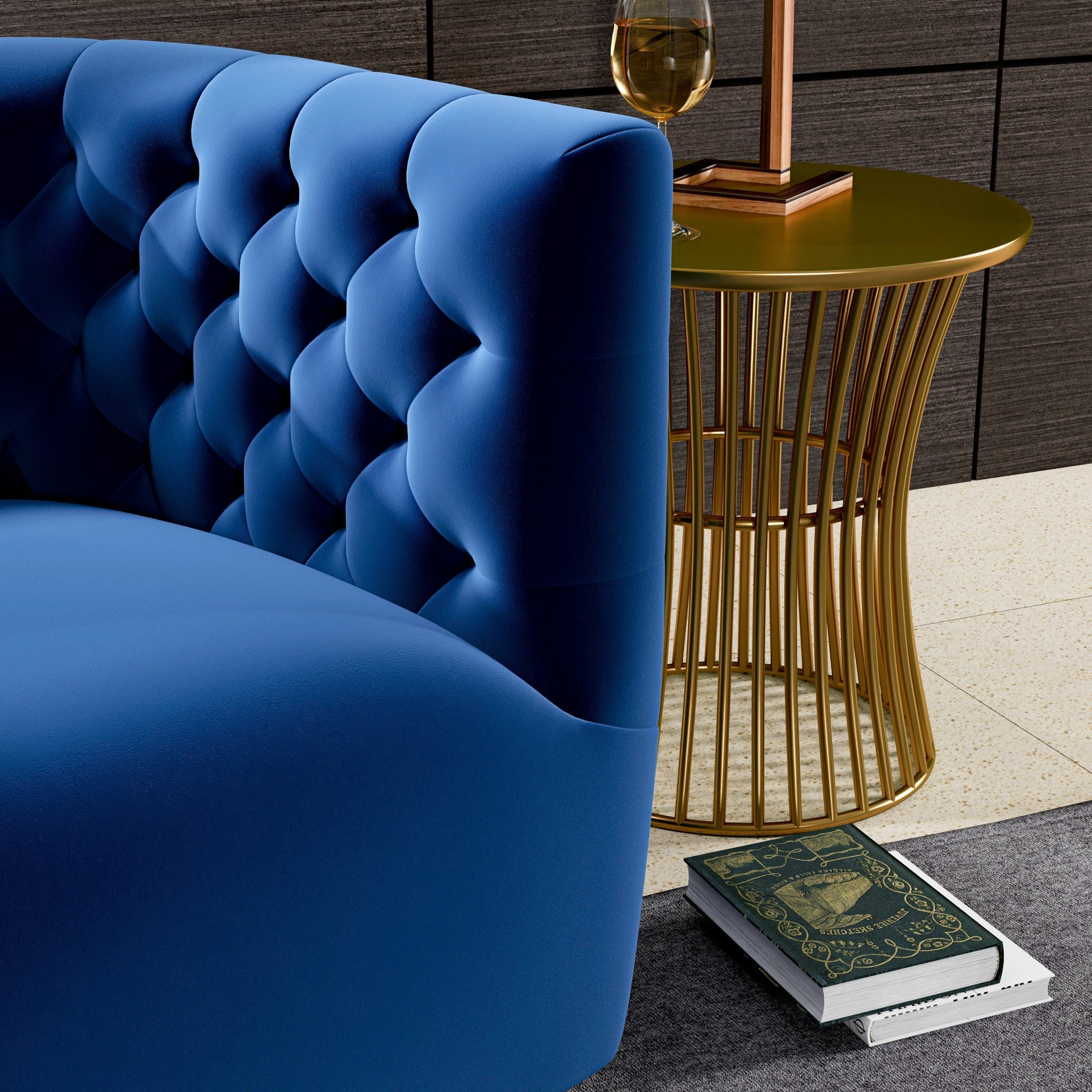 Lotte Swivel Chair Blue Velvet