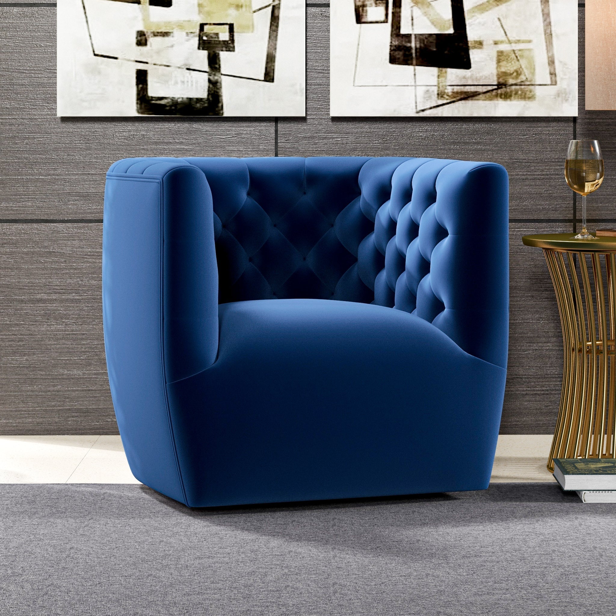 Lotte Swivel Chair Blue Velvet