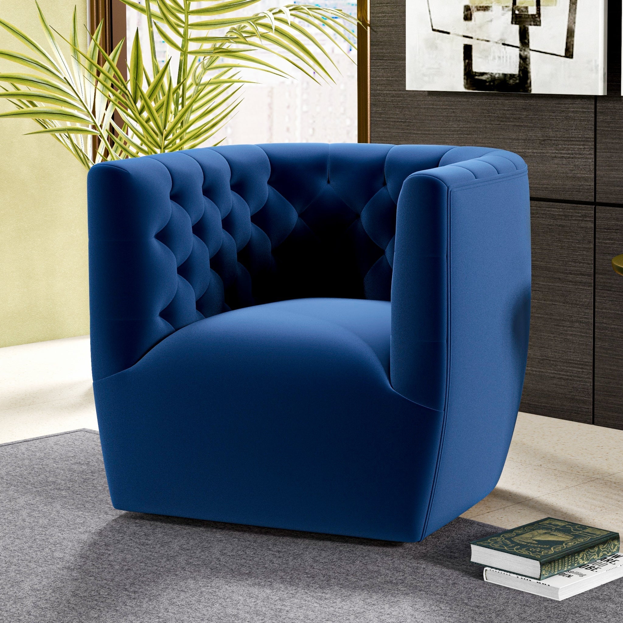 Lotte Swivel Chair Blue Velvet